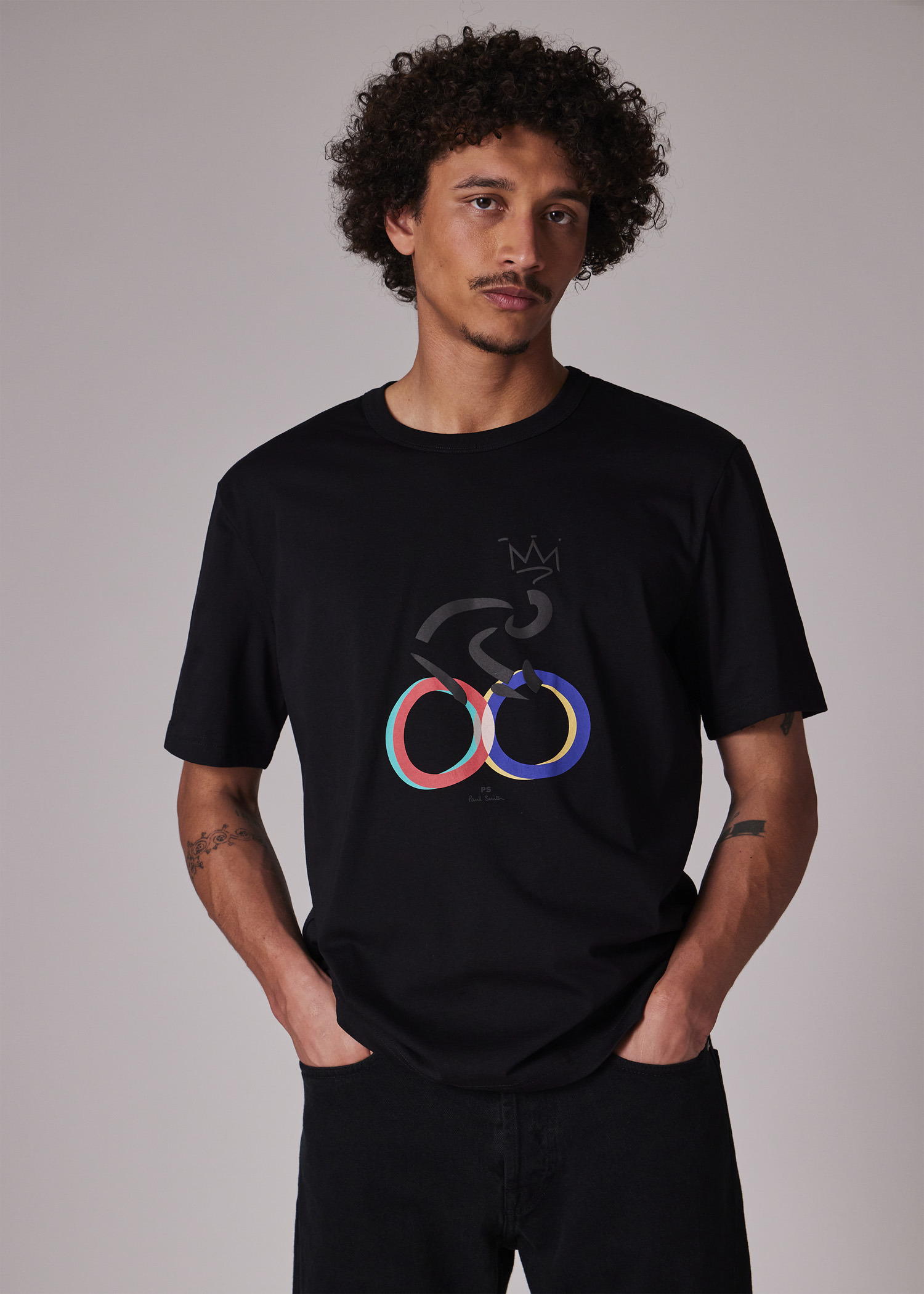 Black 'Cyclist' Print T-Shirt - 4