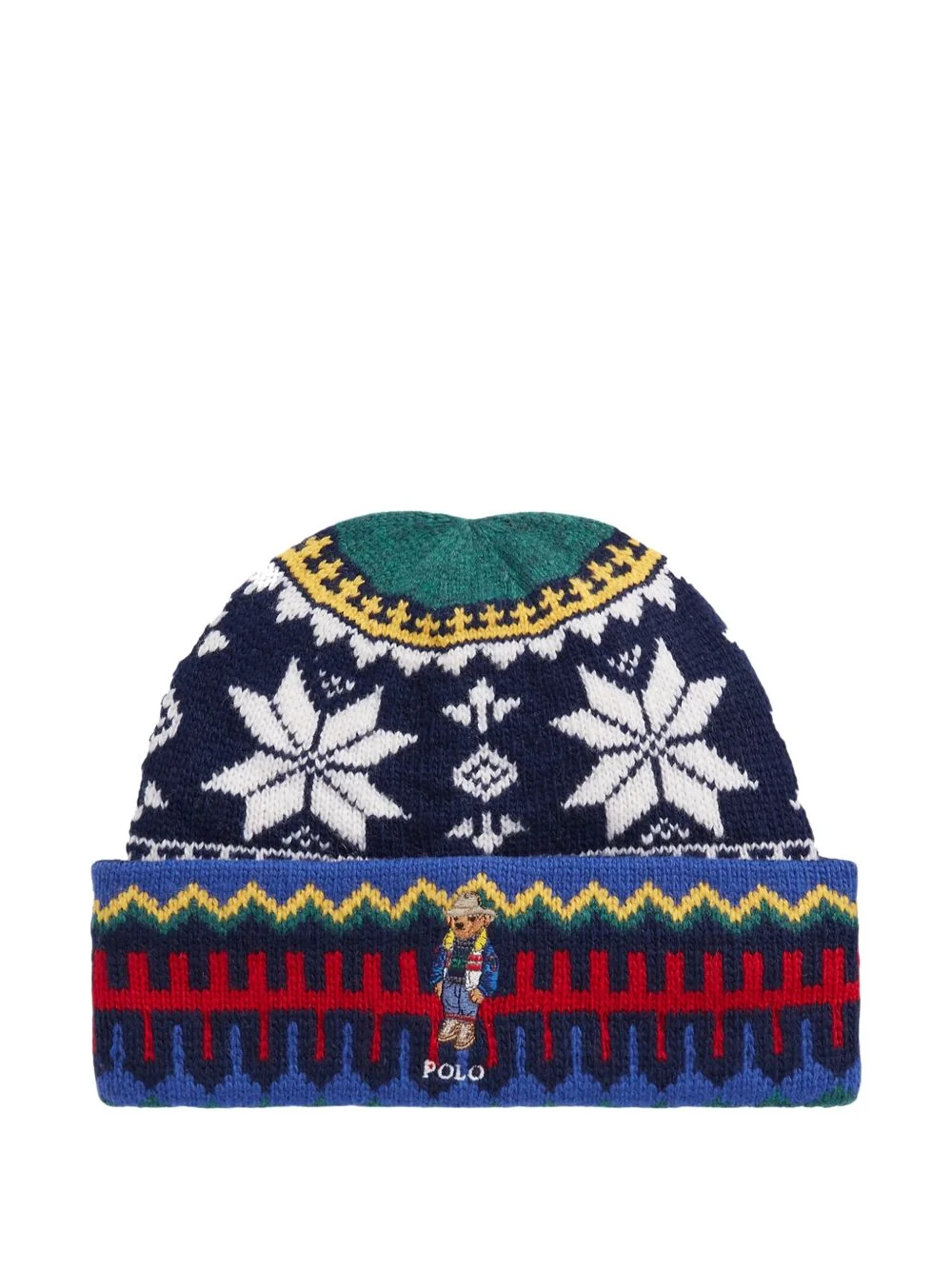 jacquard ribbed knit beanie - 1