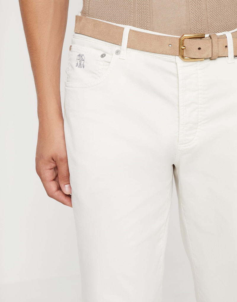 Garment-dyed Italian-fit five-pocket trousers in American Pima comfort cotton gabardine 3