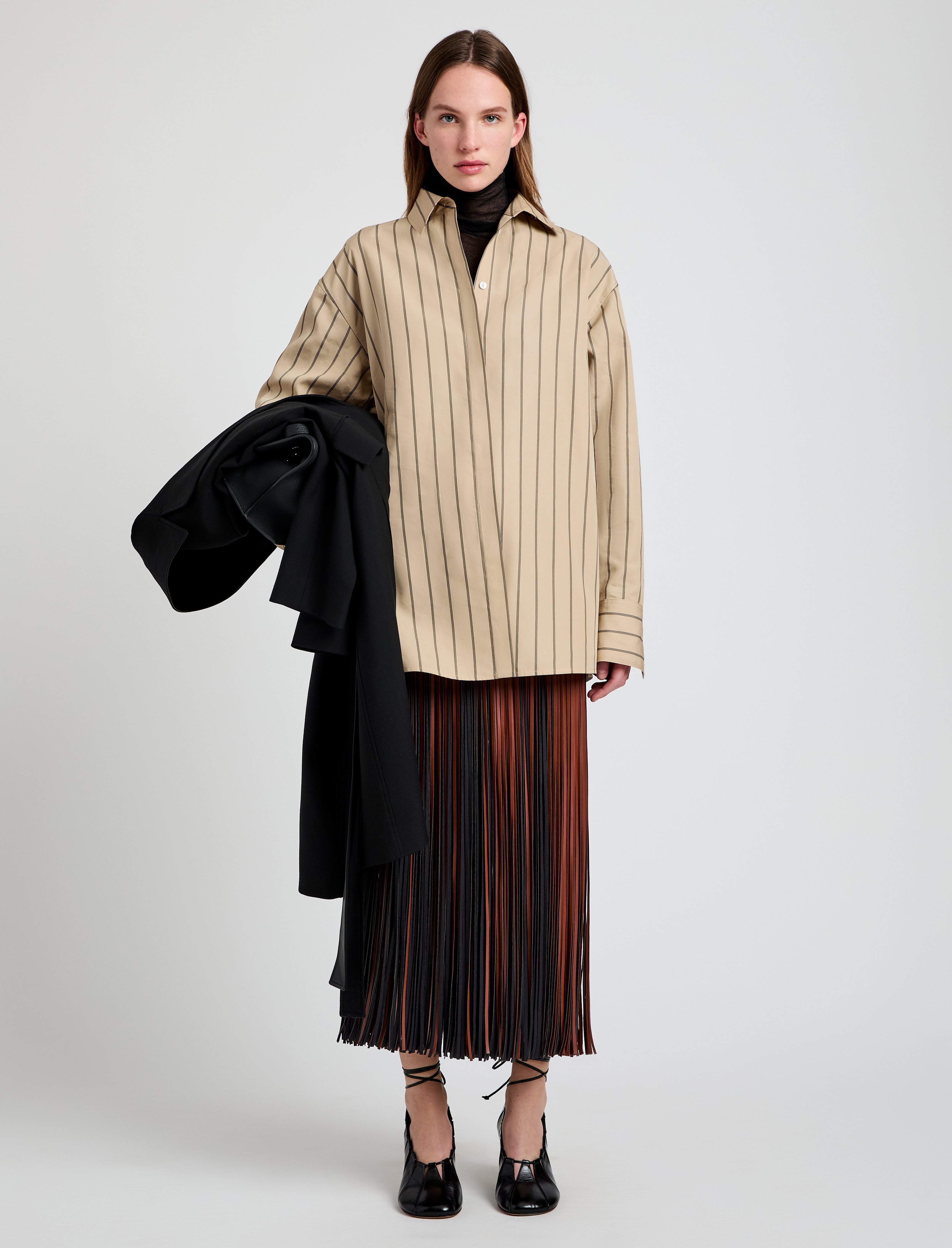 Veda Skirt in Faux Leather Fringe - 2