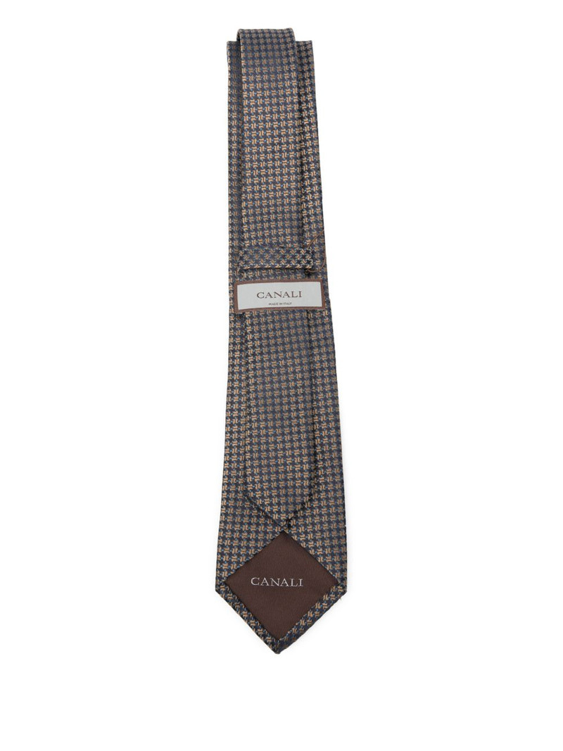 Canali geometric-patterned silk tie outlook