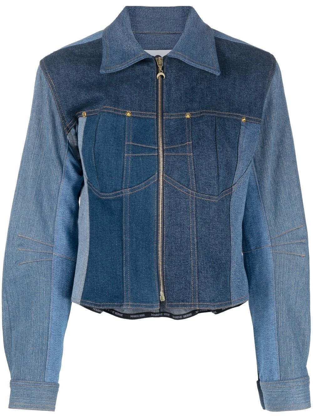 panelled denim jacket - 1