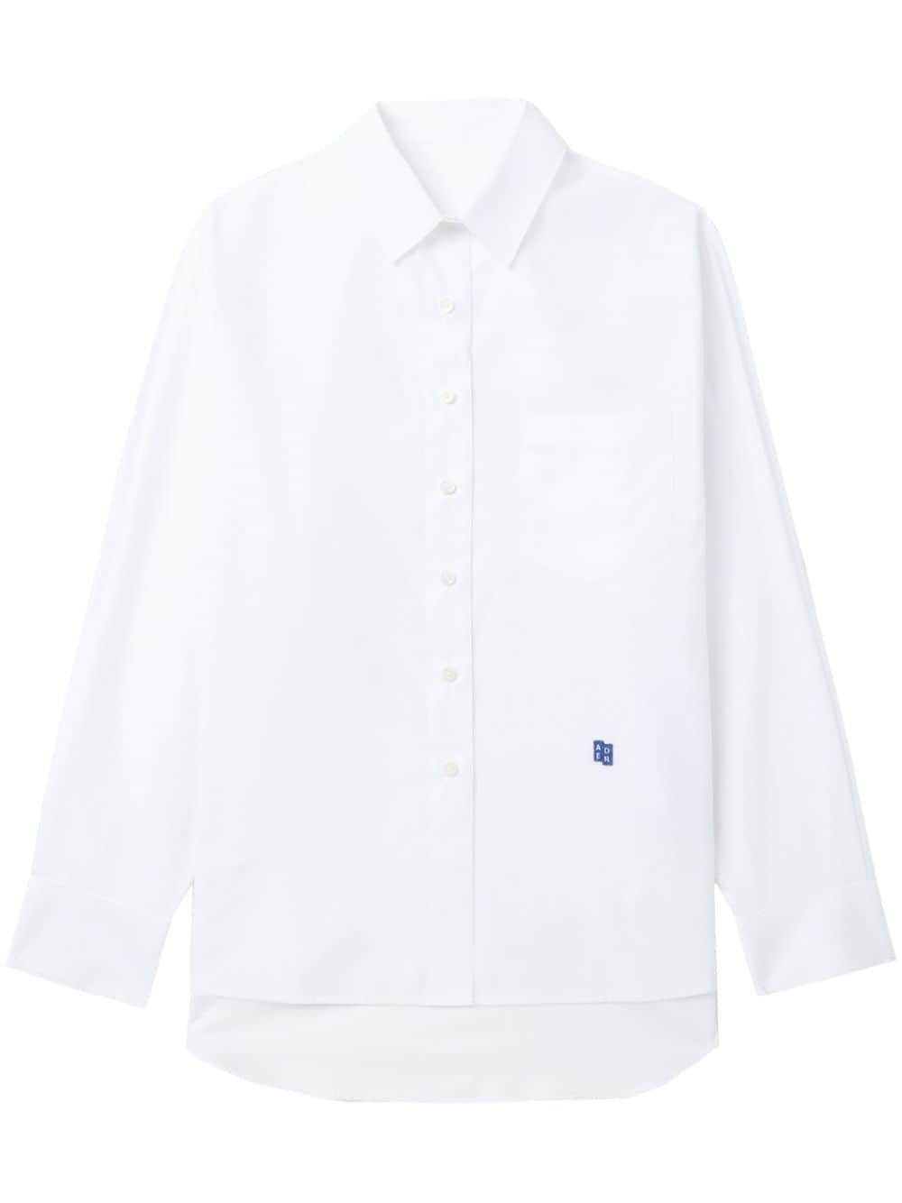 logo-embroidered cotton-poplin shirt - 1