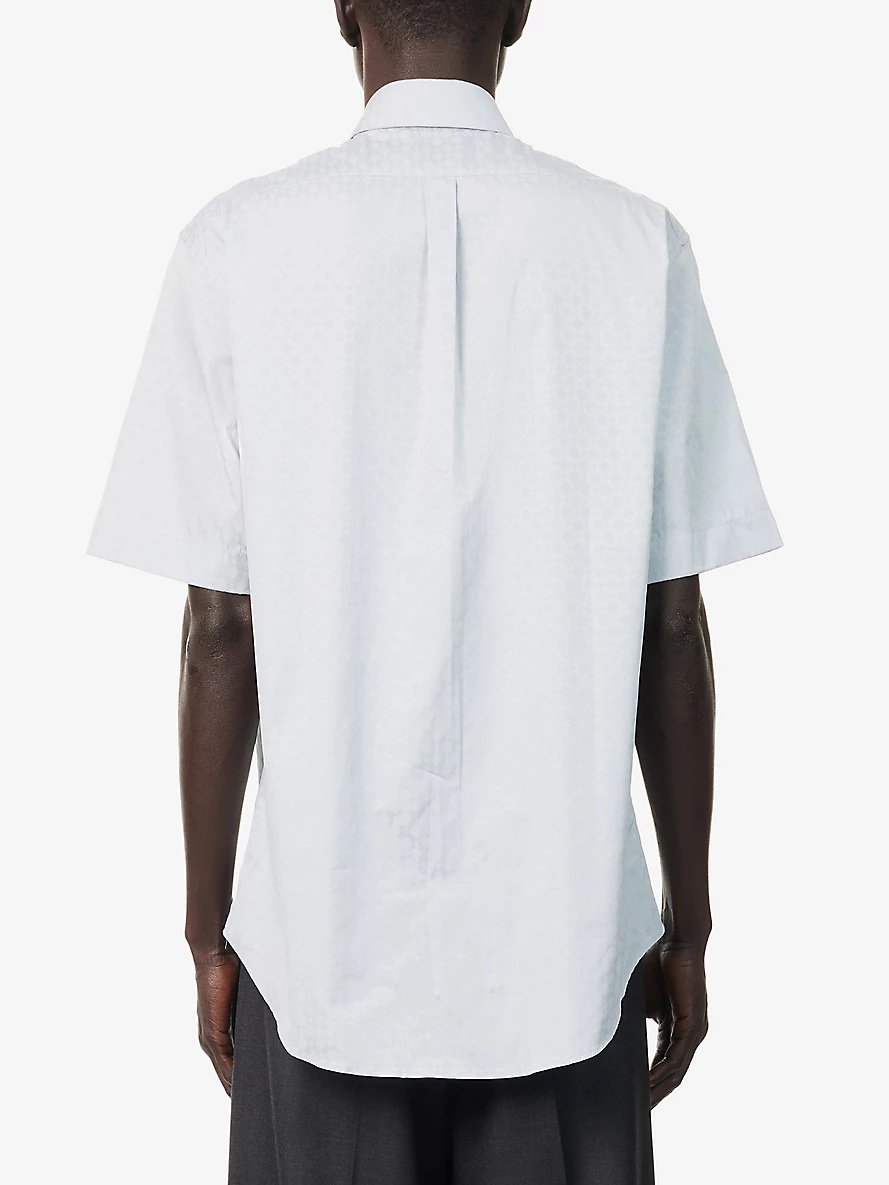 Monogram Short-Sleeves Relaxed-Fit Cotton-Poplin Shirt - 4