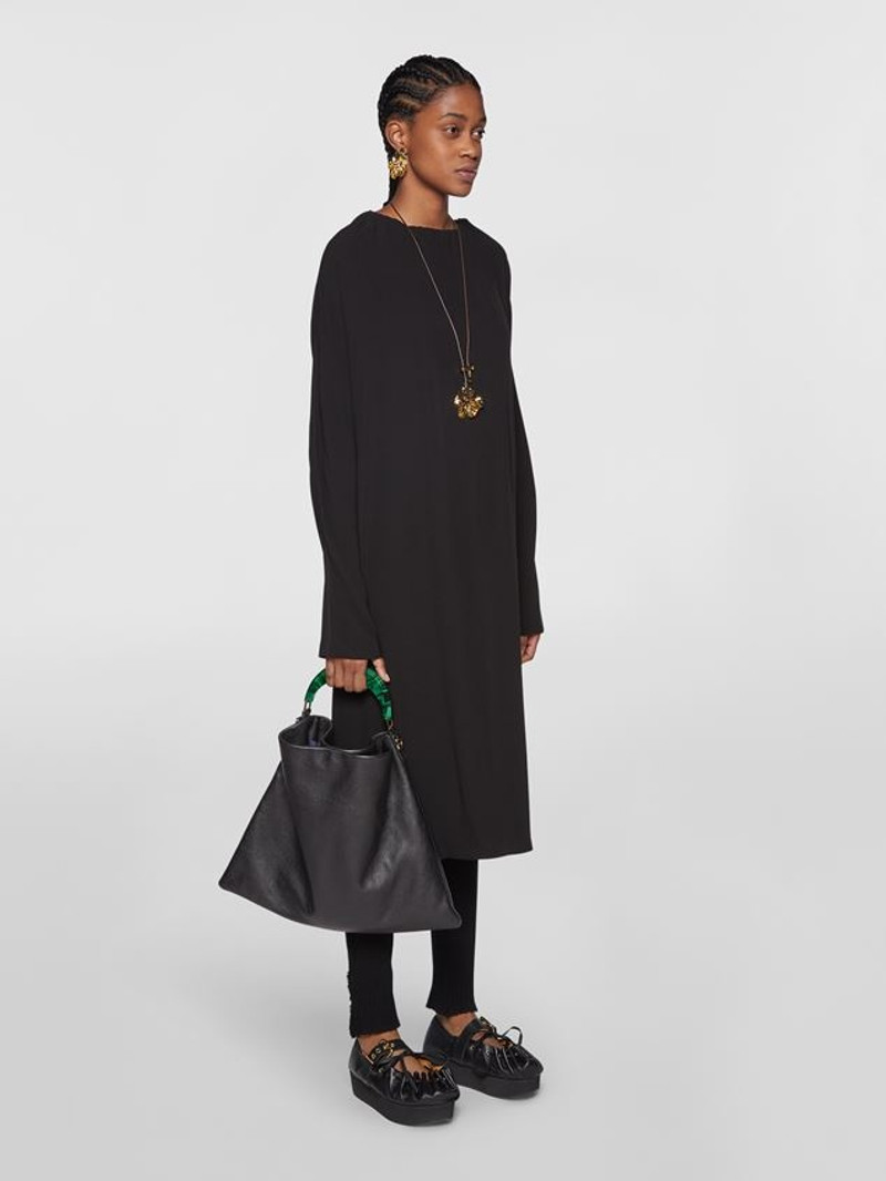 Marni HOBO BAG IN BLACK GRAINED CALFSKIN AND RESIN HANDLE outlook