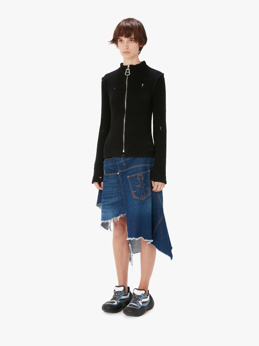 DISTRESSED ZIP CARDIGAN - 4