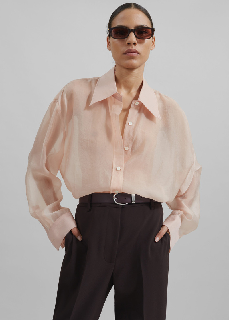 Nel Sheer Button Up Shirt - Pink 3