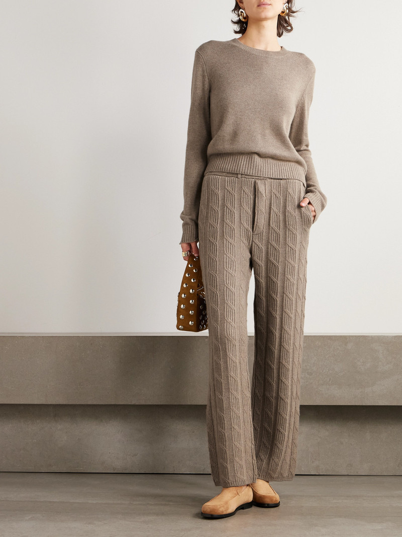 LISA YANG Ebba Cable-knit Cashmere Wide-leg Pants outlook