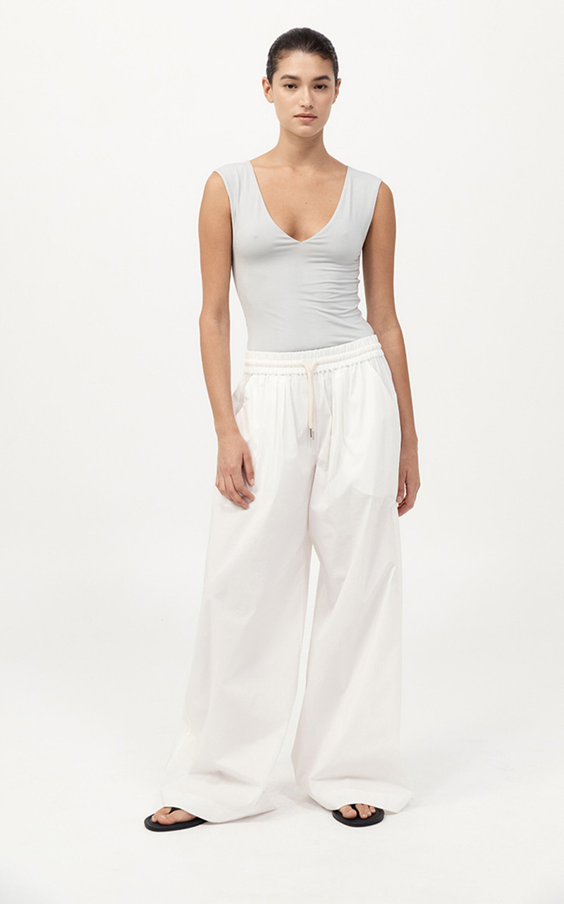 ST. AGNI Drawstring Cotton-Blend Pants white outlook