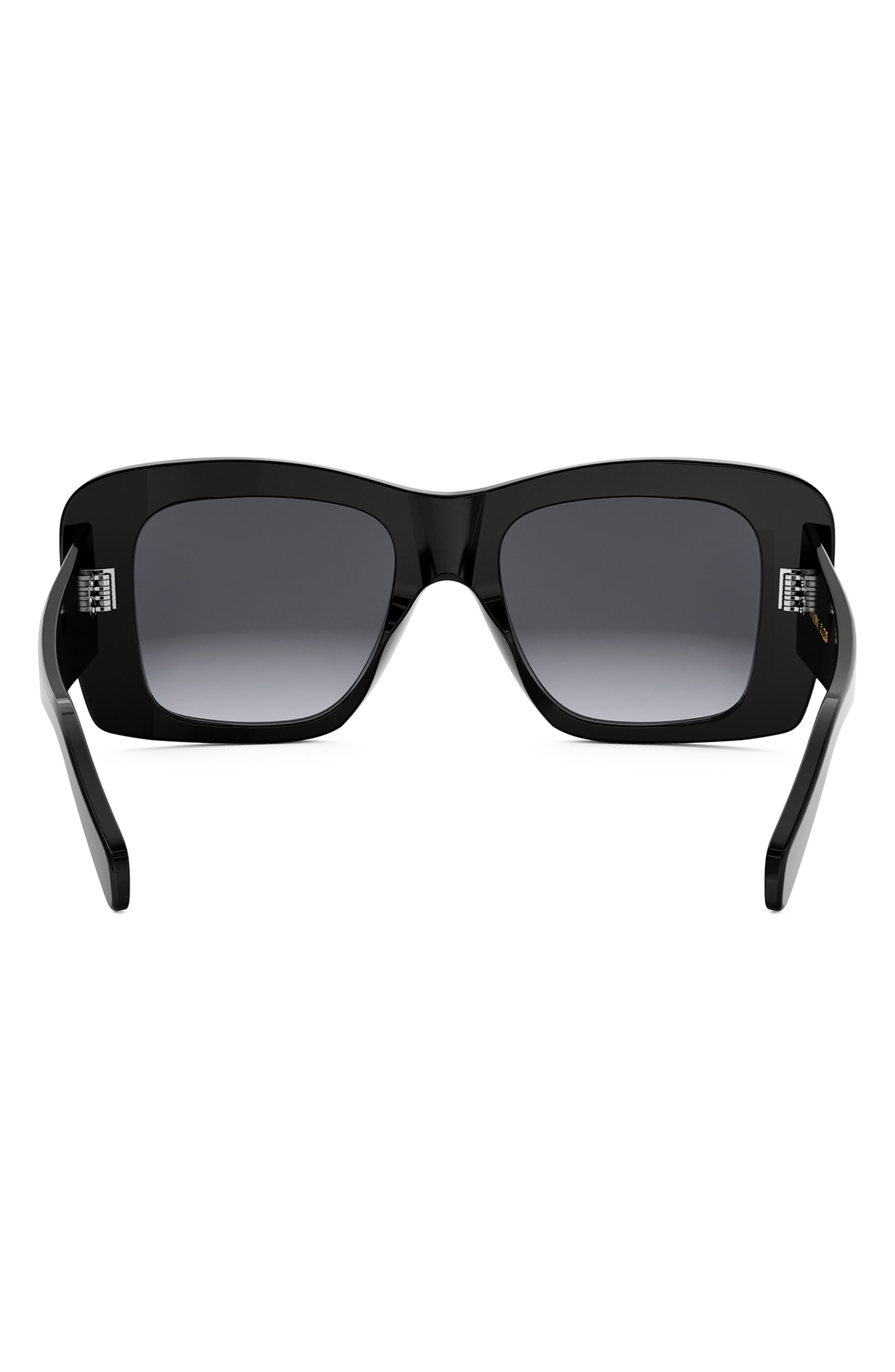 CELINE Bold 3 Dots 53mm Geometric Sunglasses in Shiny Black /Gradient Smoke at Nordstrom - 4