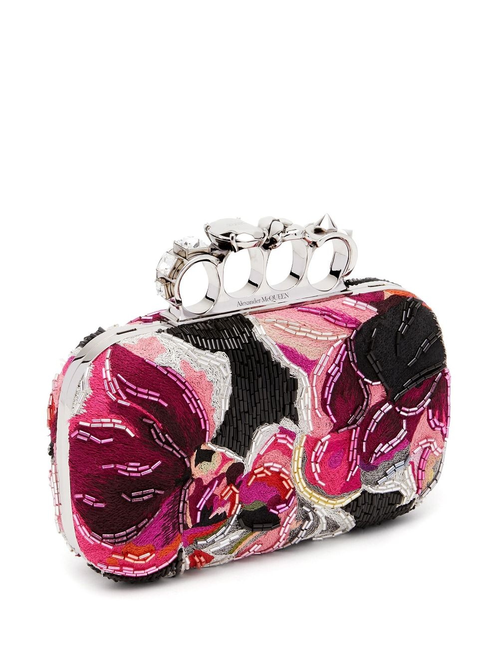 Knuckle Solarised Orchid-embroidered clutch - 3