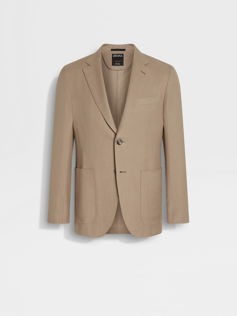 LIGHT TAUPE OASI LINO BLUE FLOWER JACKET 1