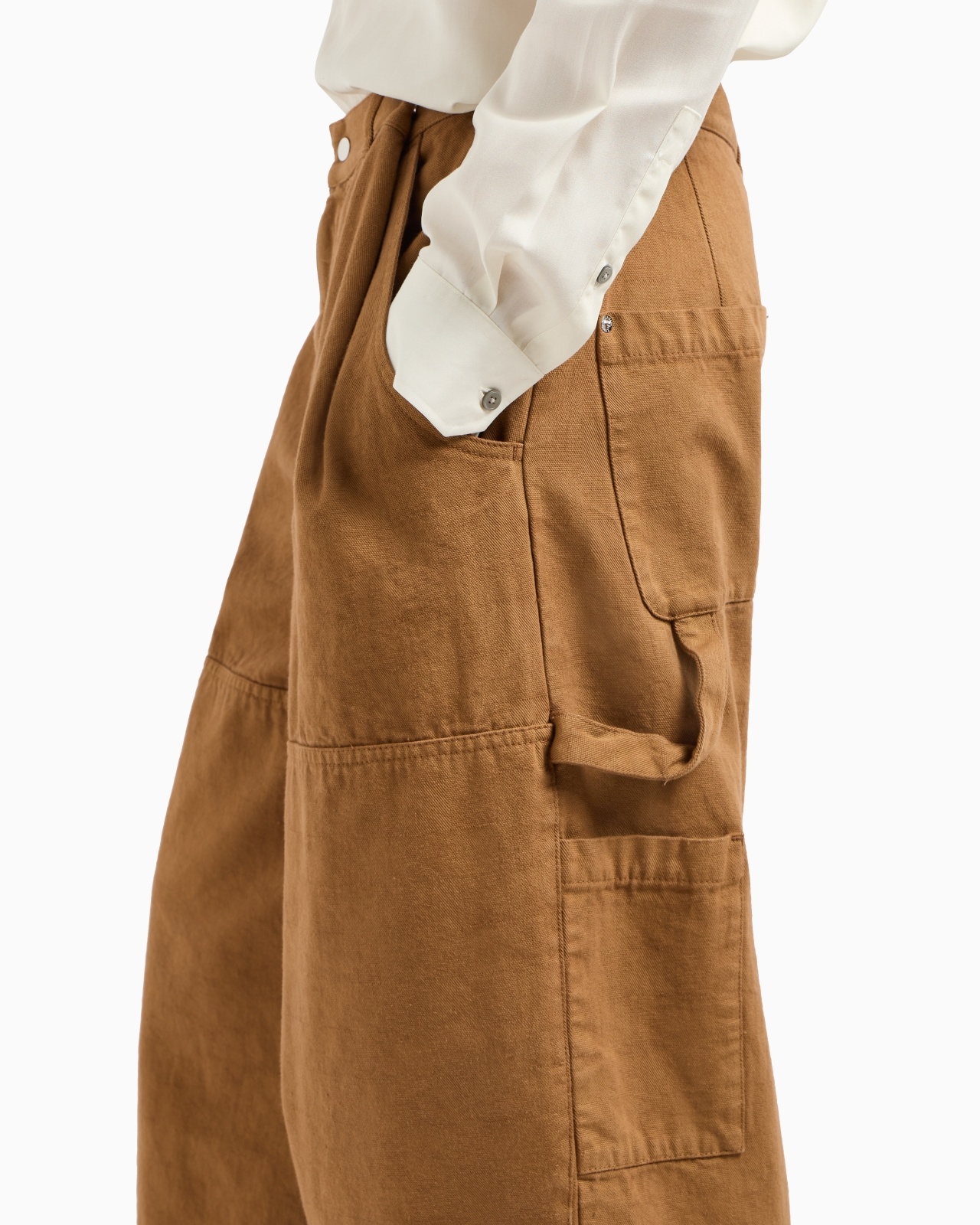 WIDE-LEG TROUSERS IN DENIM-EFFECT FABRIC - 5
