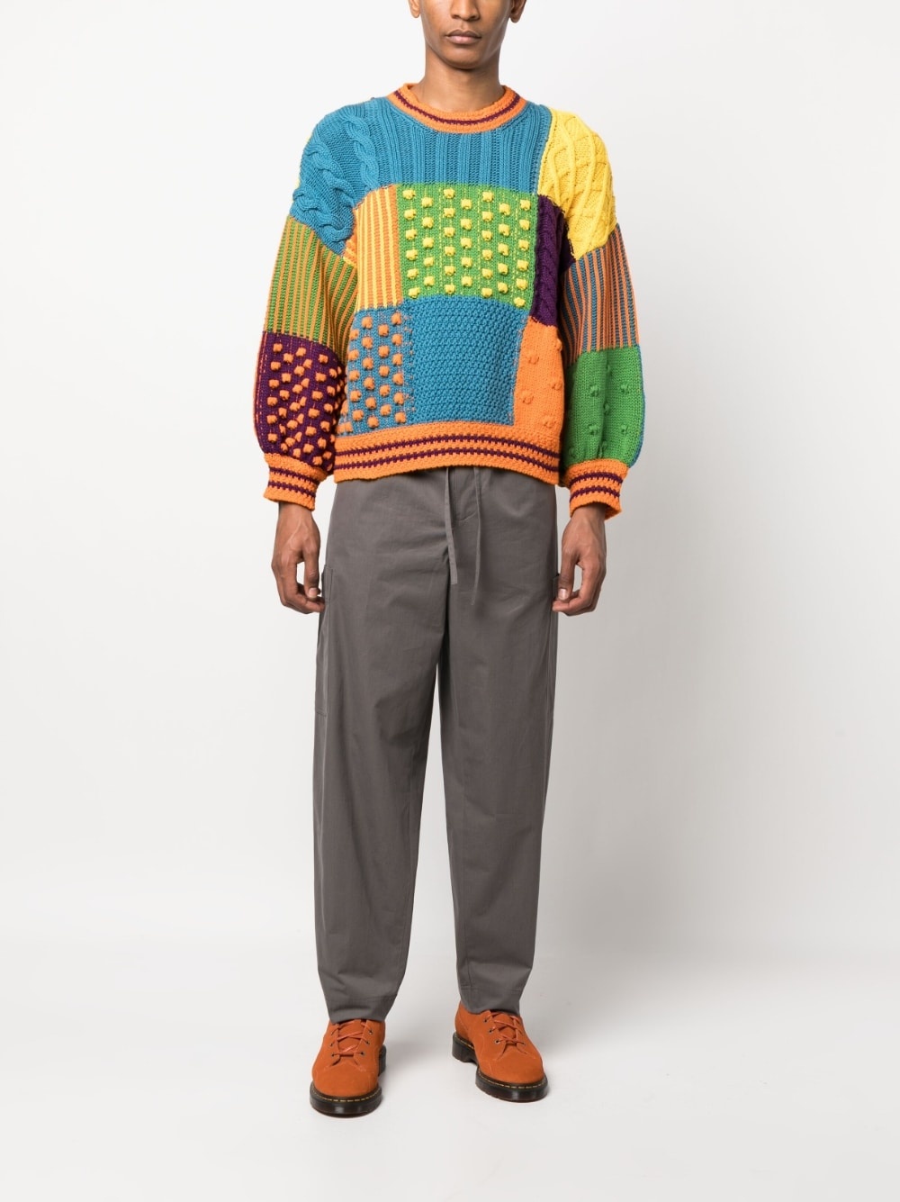 logo-patch straight-leg trousers - 2