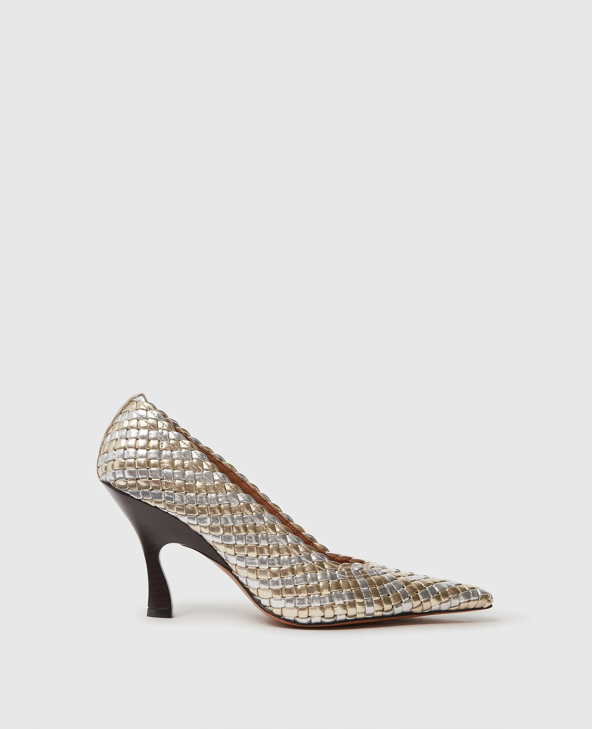 Elsa Woven Metallic Kitten Heel Pump - 1