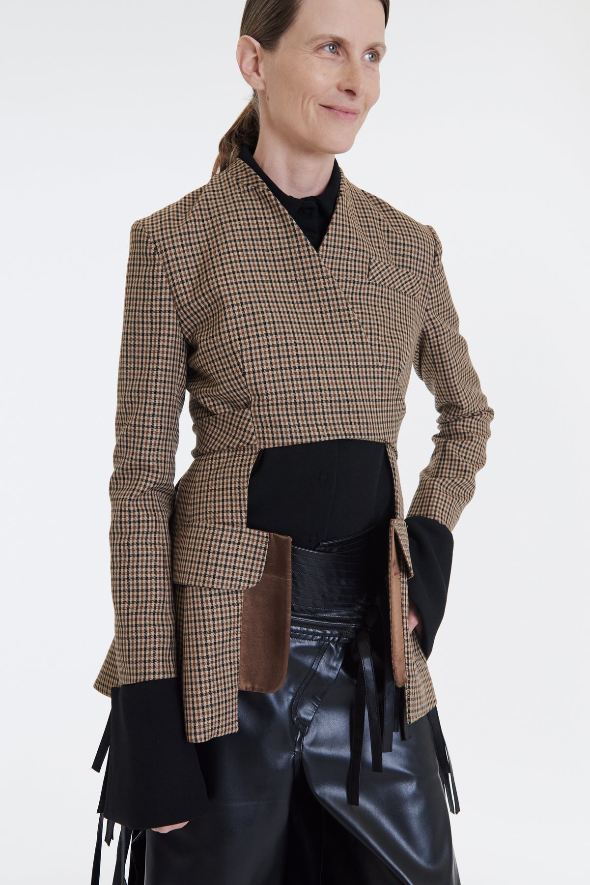 COLLARLESS DECONSTRUCTED JACKET GINGHAM - 6