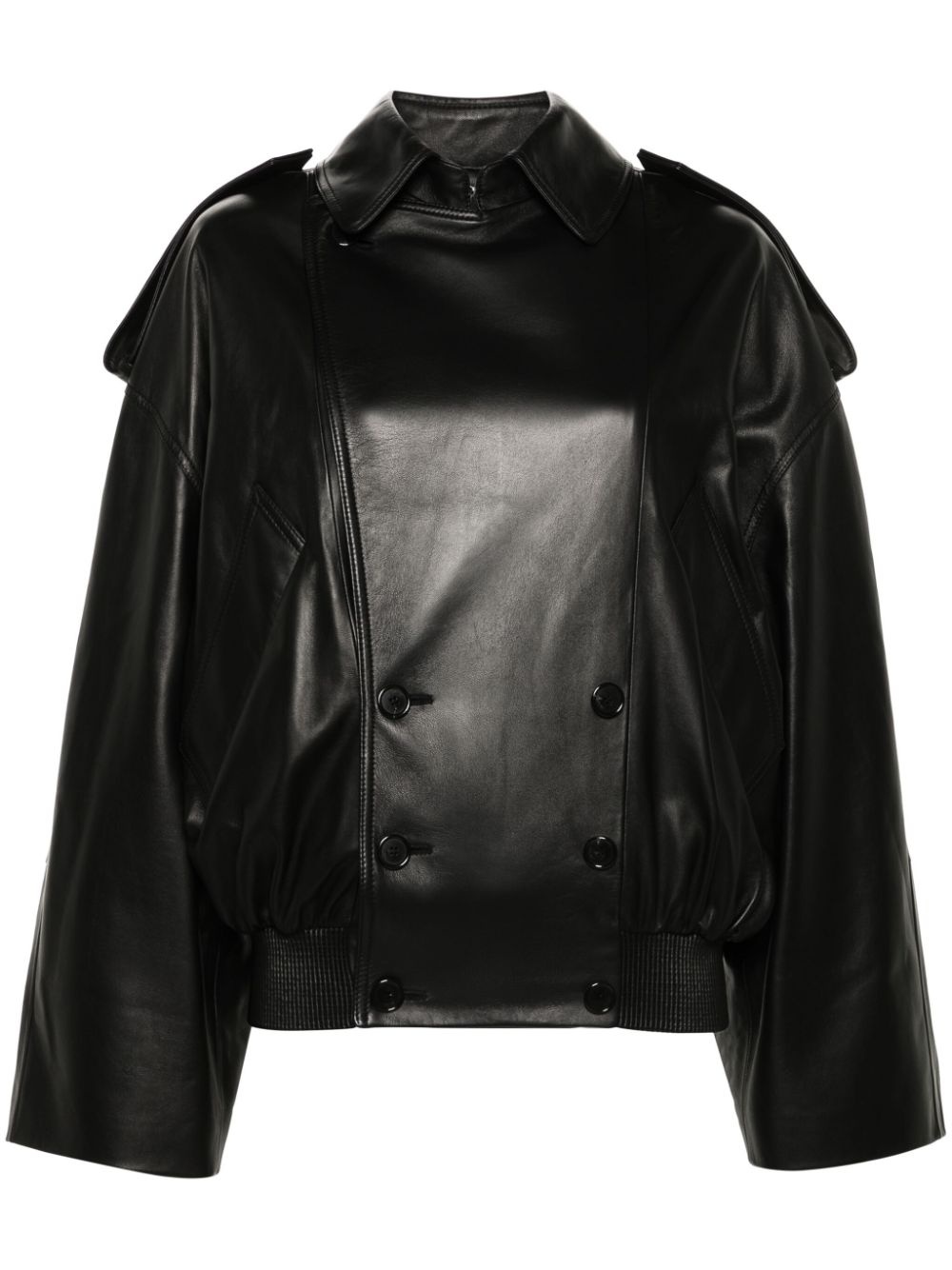 puffball-design lambskin jacket - 1