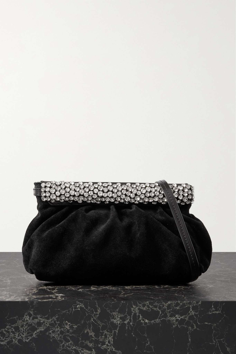 Luzes crystal-embellished leather and suede shoulder bag 1