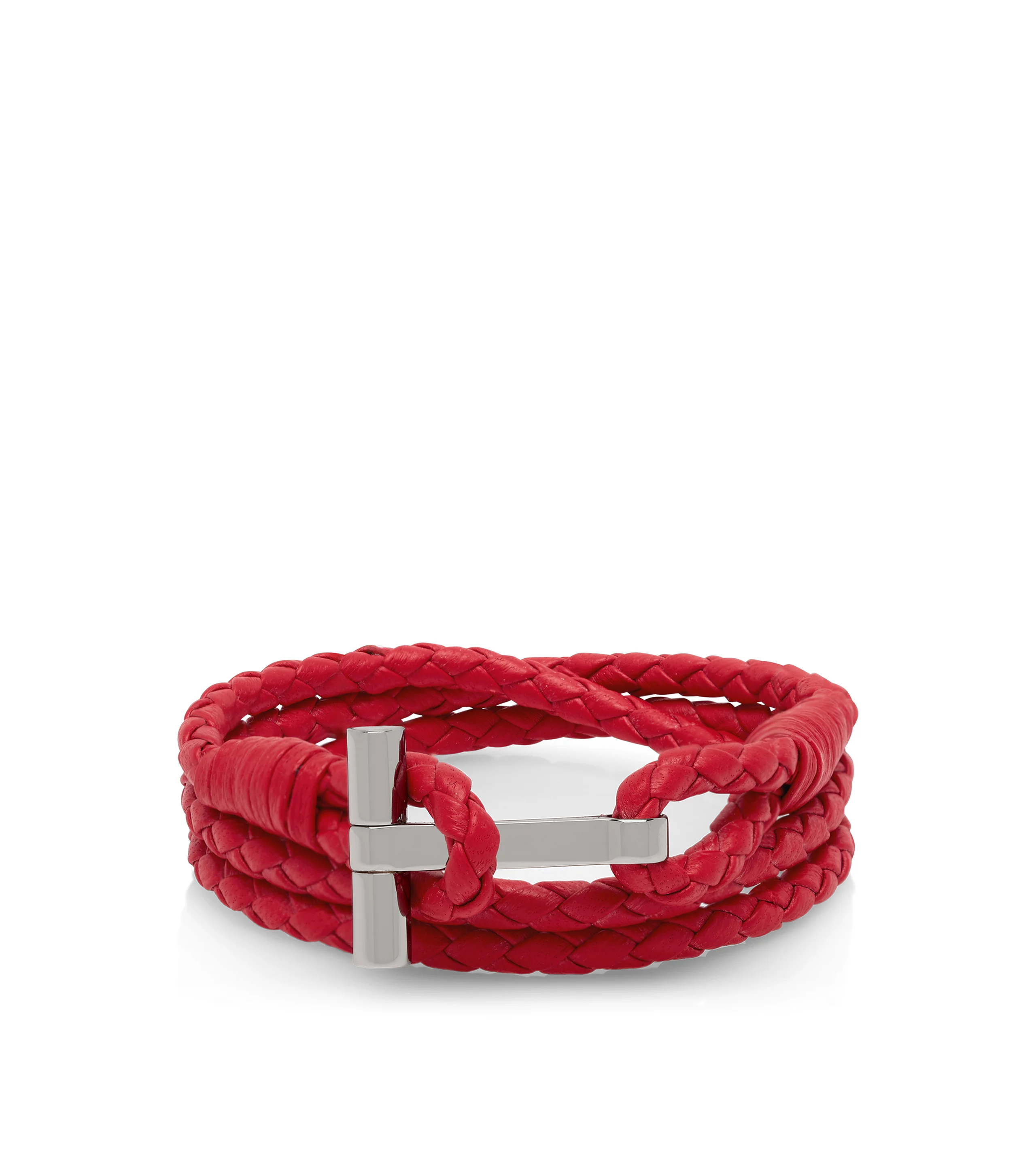 BRAIDED LEATHER T BRACELET - 1