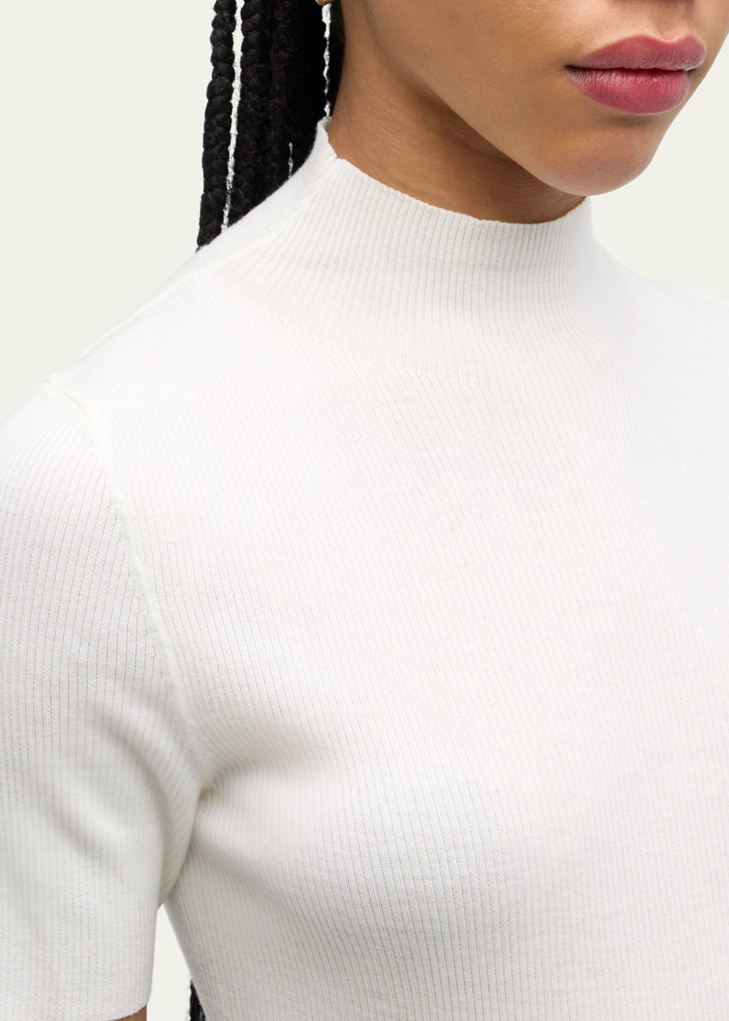 Leenda Regal Merino Wool Short-Sleeve Mock-Neck Top - 7
