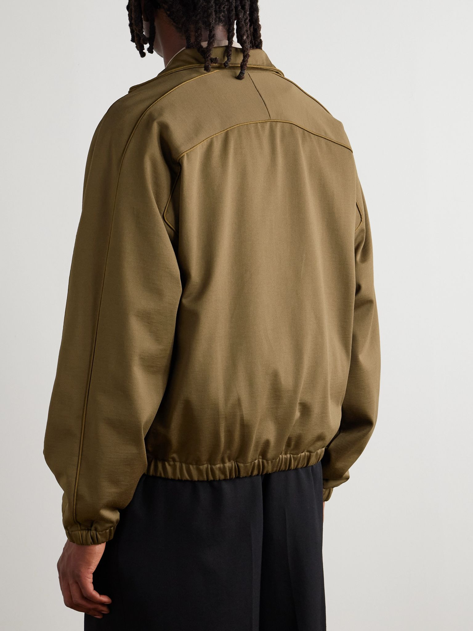 Oversized Cotton-Blend Jersey Zip-Up Sweatshirt Brown - 4