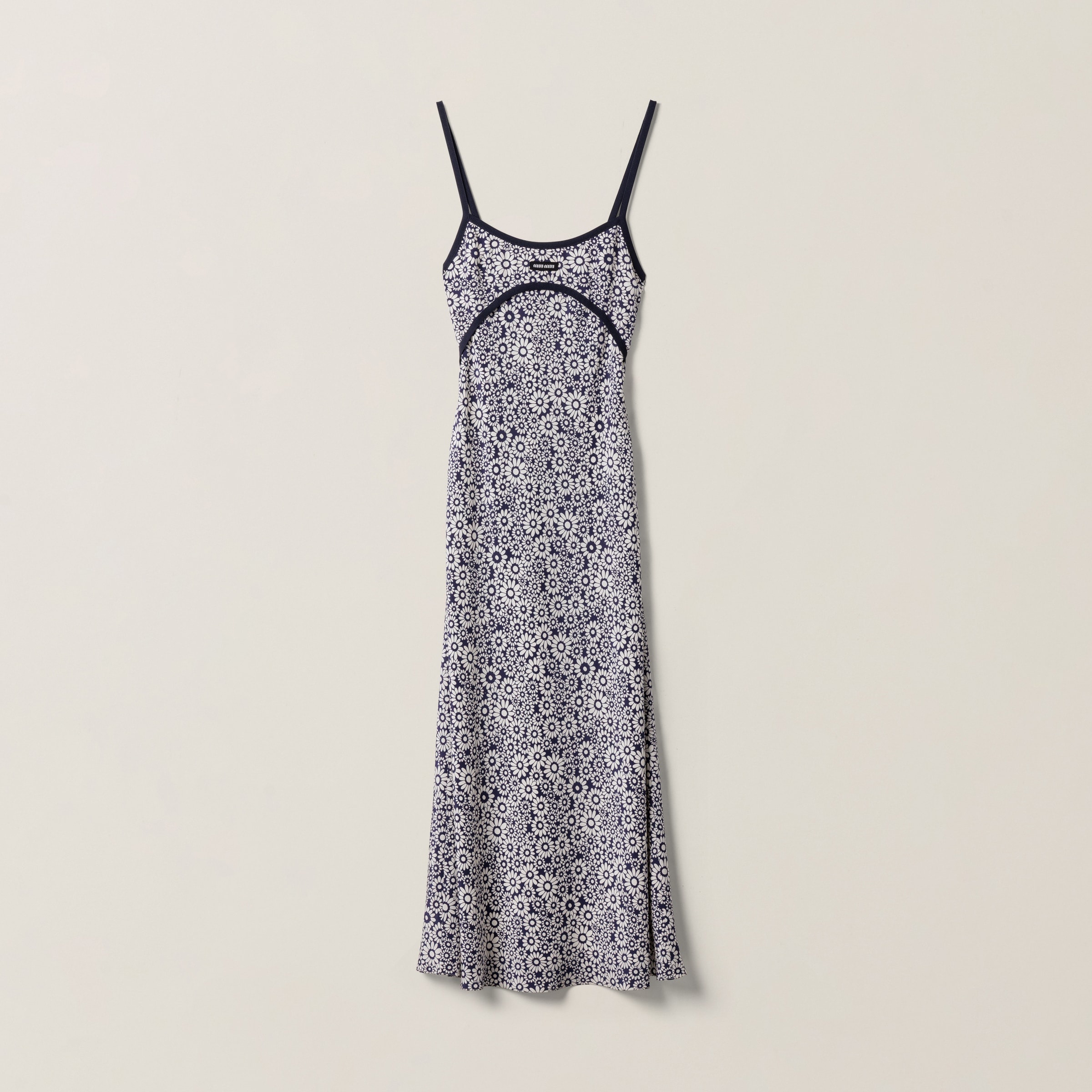 Long floral print crepe de chine dress - 1