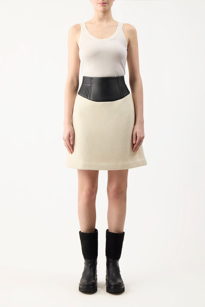 GABRIELA HEARST Felix Skirt in Ivory Recycled Cashmere Felt with Leather Waistband outlook