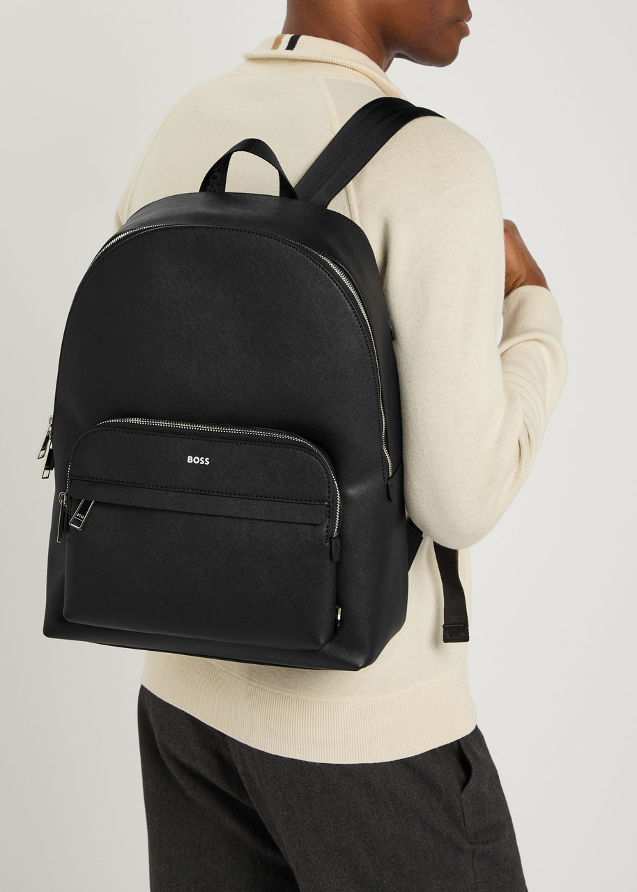 Boss Logo Saffiano Leather Backpack - 5