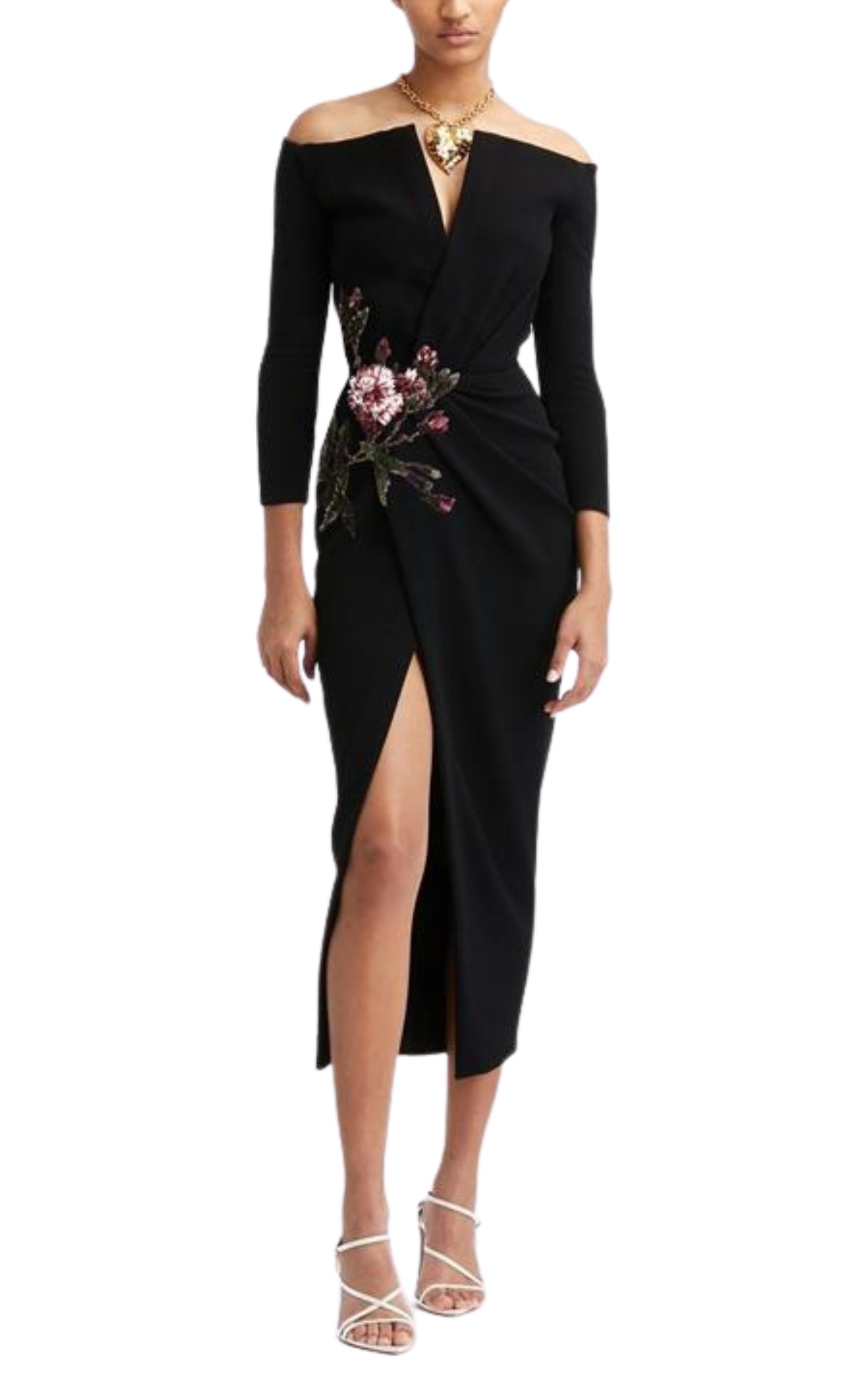 V-NECK CRYSTAL COCKTAIL DRESS - 2