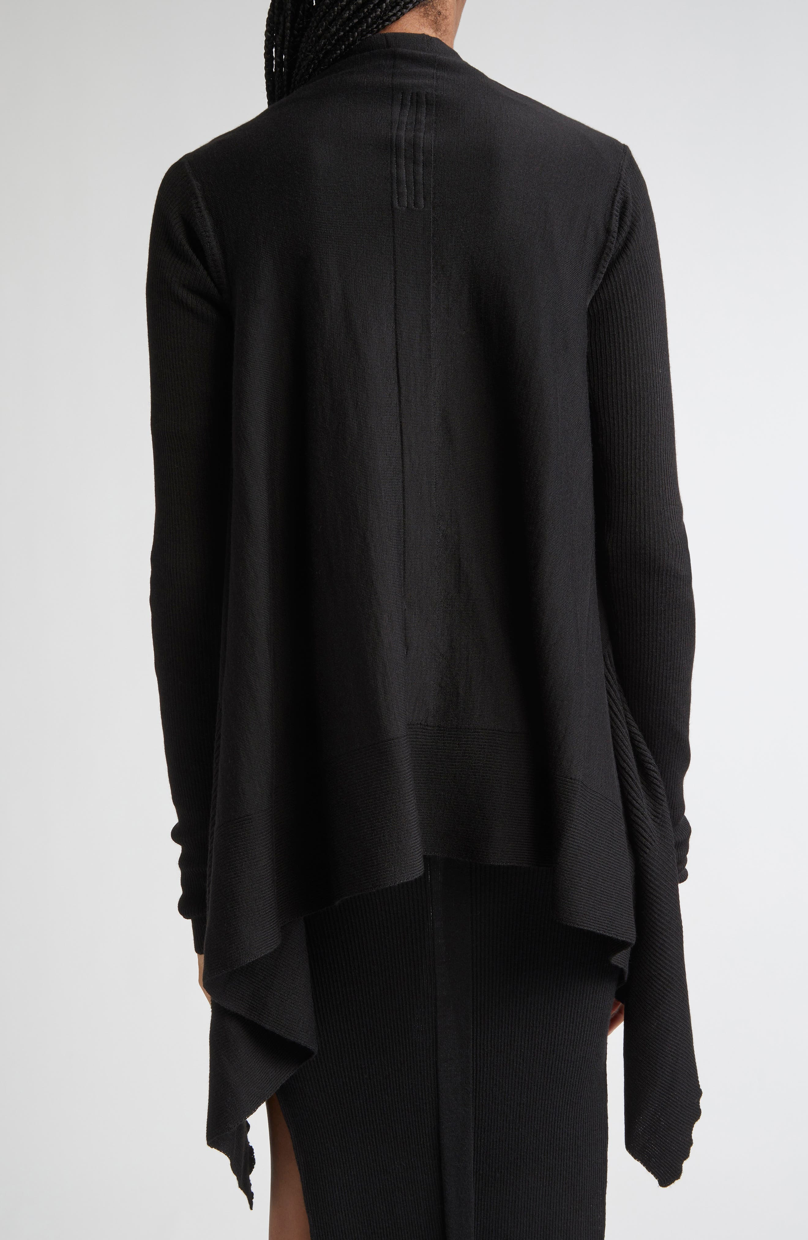 Rick Owens Open Front Virgin Wool Cardigan in Black at Nordstrom - 3