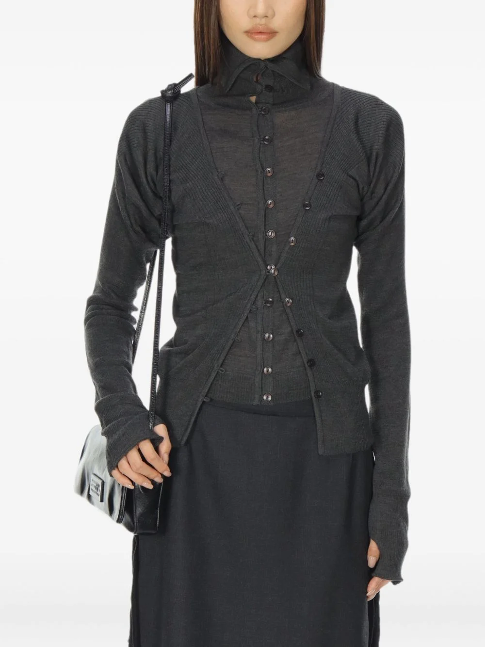 layered fitted cardigan - 1