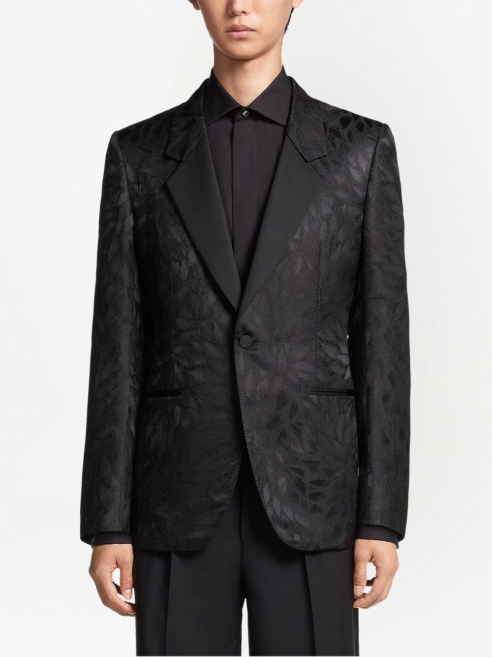 jacquard silk-wool blazer - 3