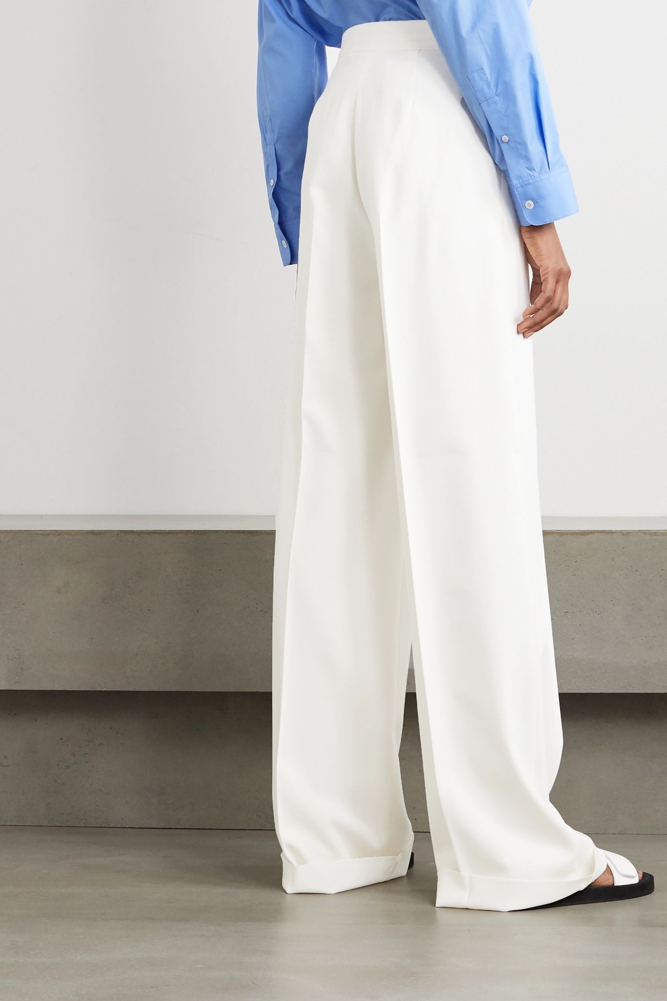 Stretch-wool wide-leg pants - 3