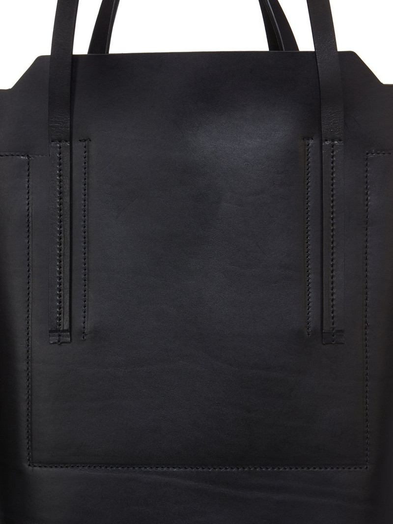 medium logo-debossed leather tote bag 5