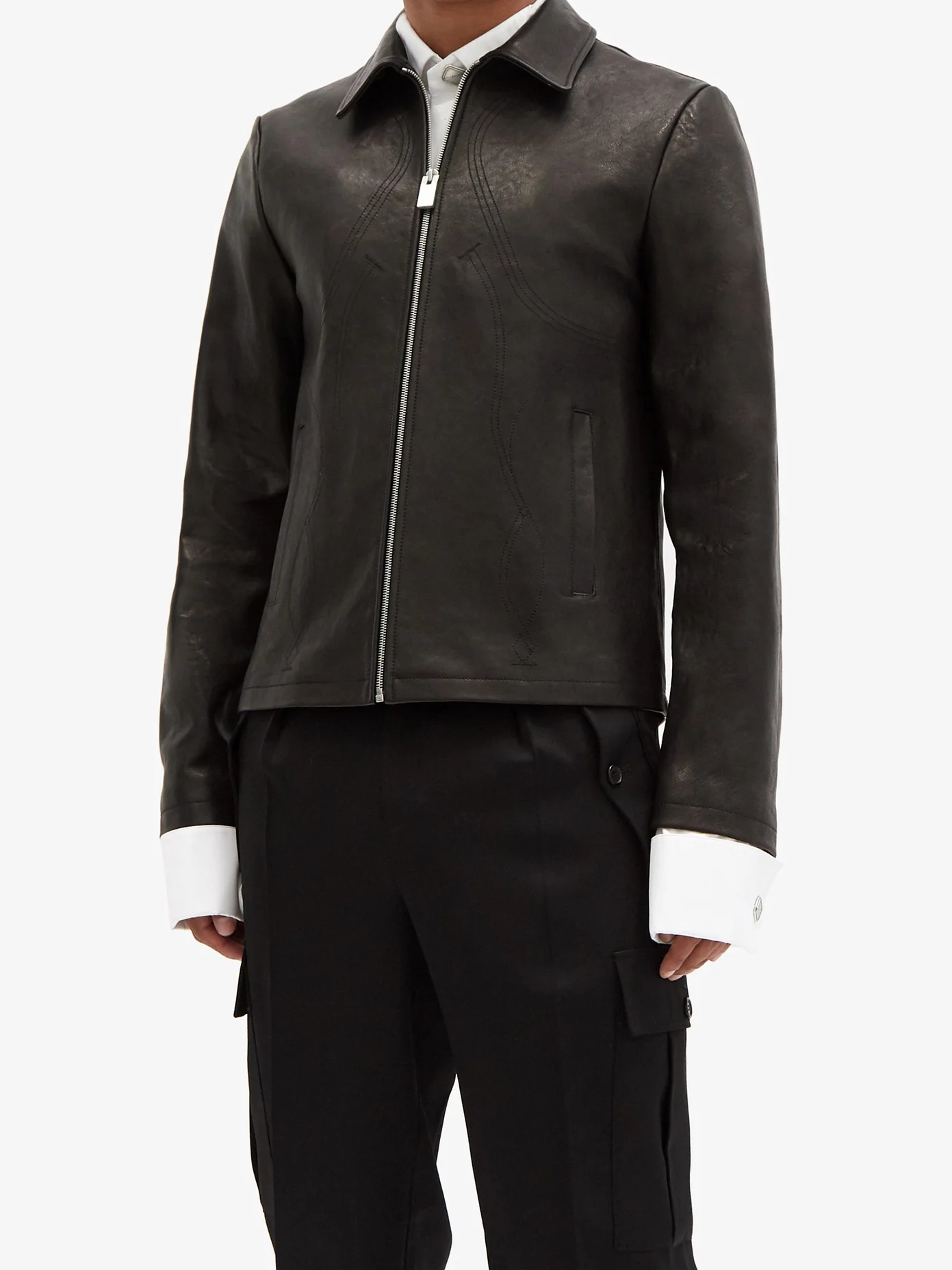 Leone Western-topstitched leather jacket - 2