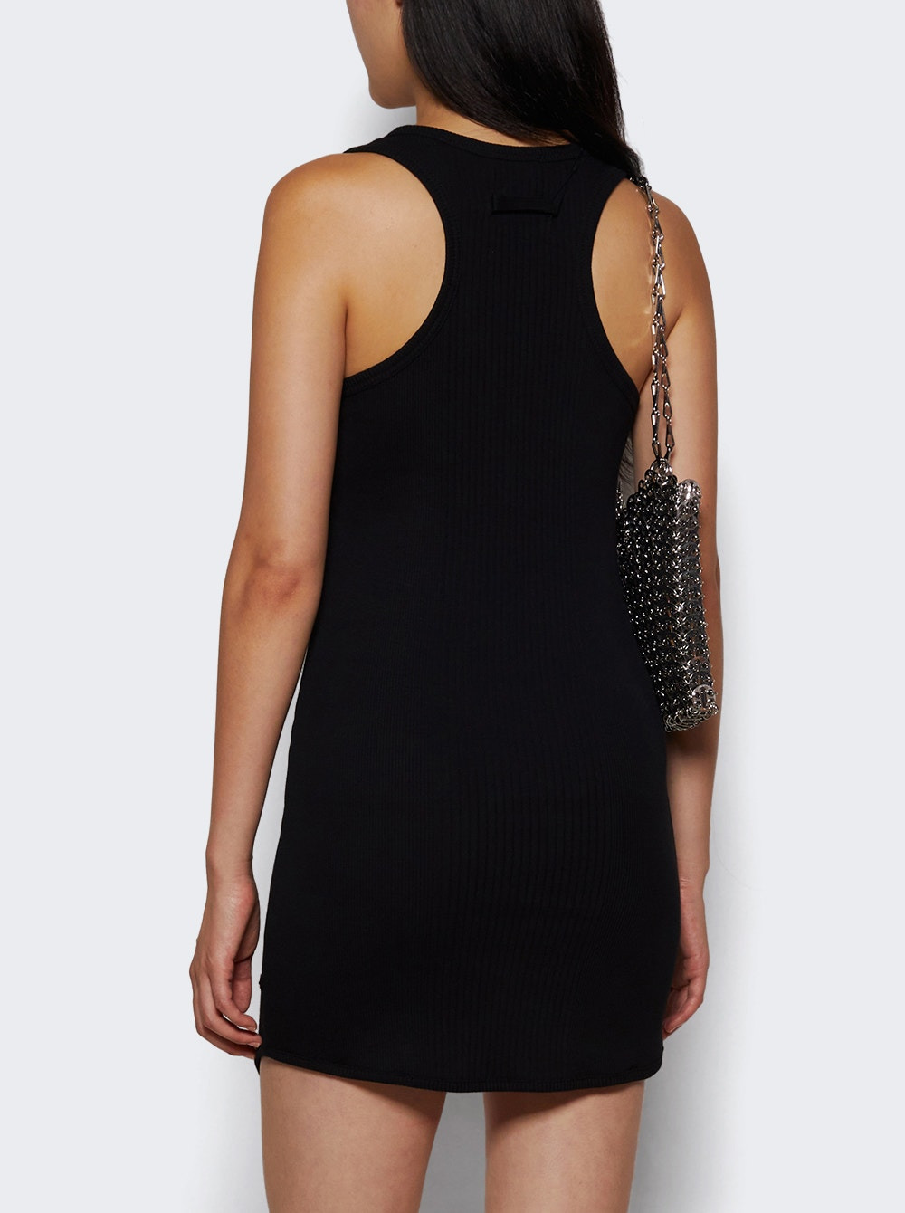 Ribbed Short Dress With Lingerie Garter Black - 4
