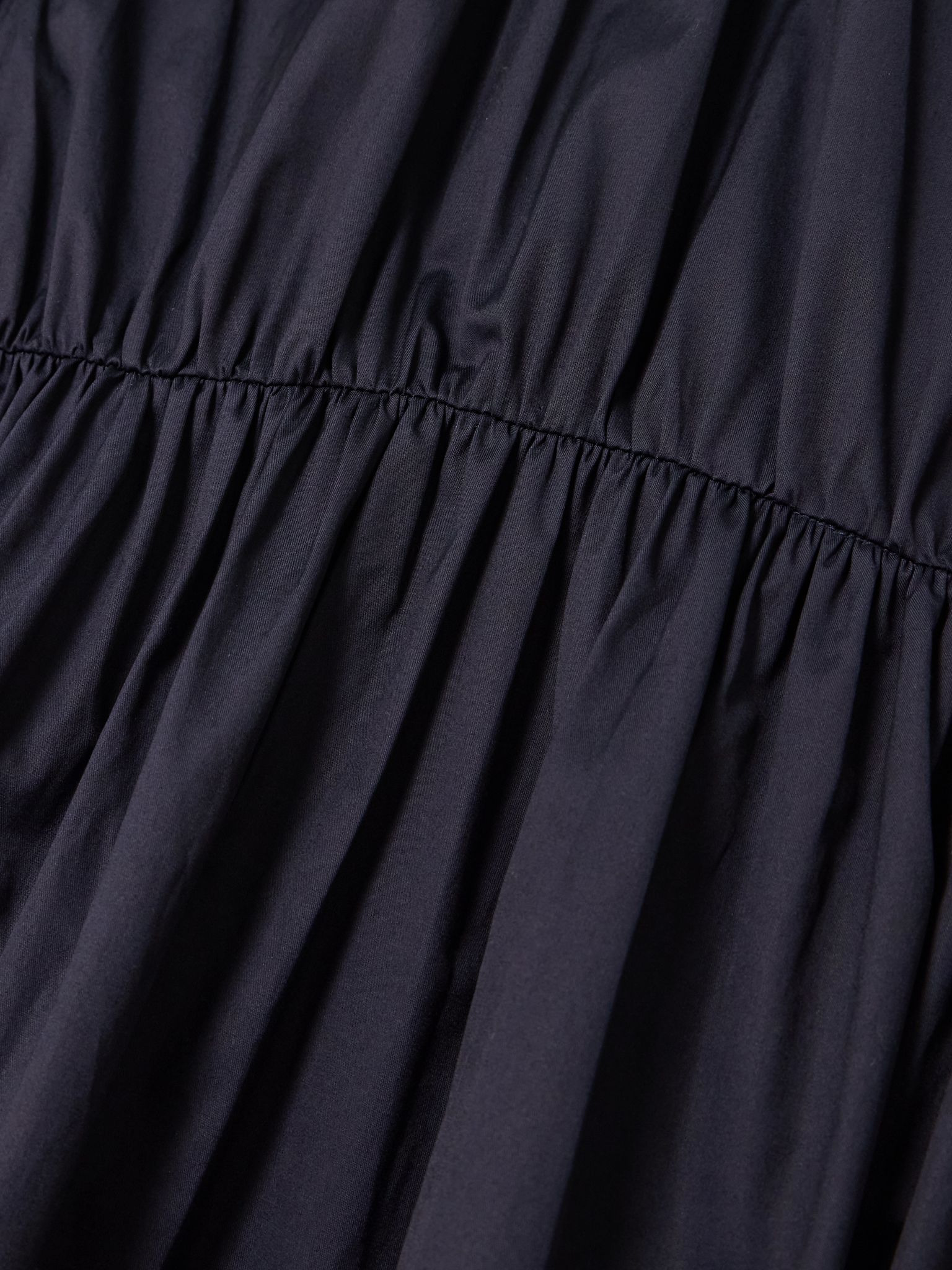 Collage gathered cotton-poplin and silk-georgette midi dress Navy - 4