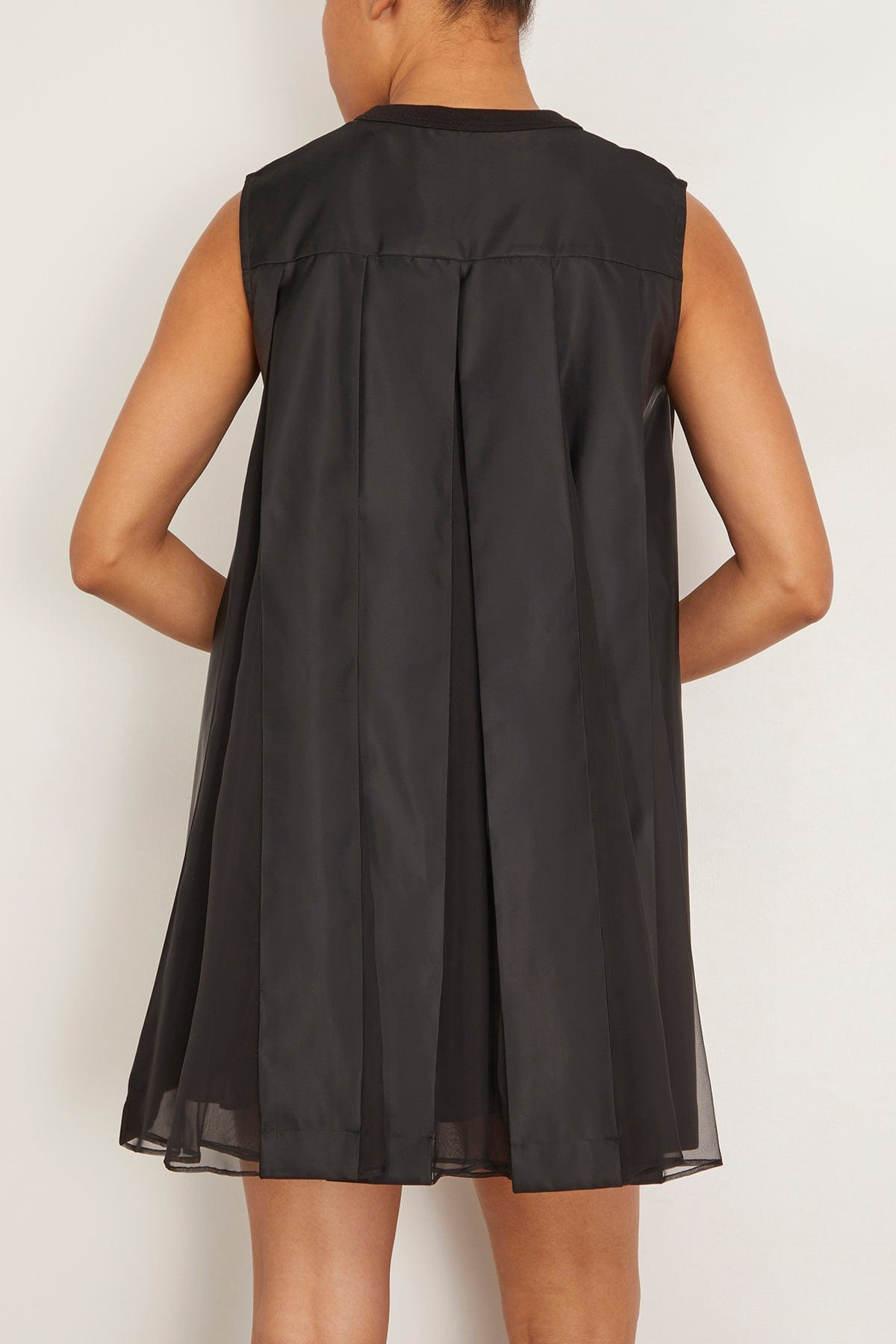 Cotton Jersey Nylon Twill Dress in Black - 4