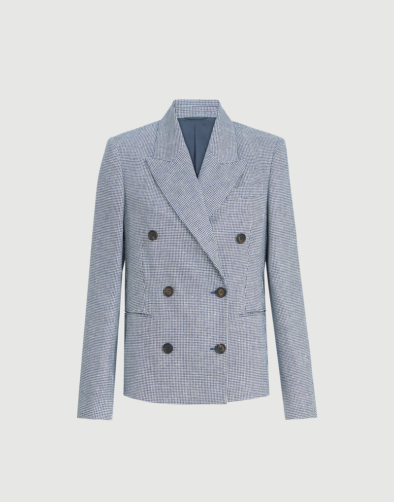 Linen and cotton houndstooth blazer with monili 1