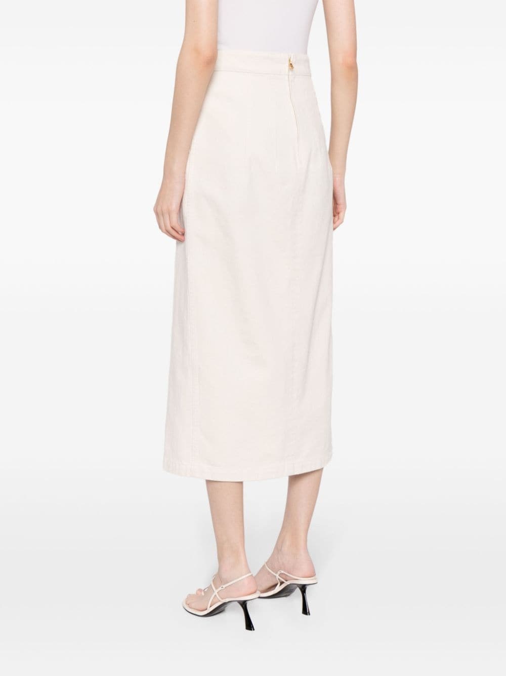 slit-detail denim midi skirt - 4