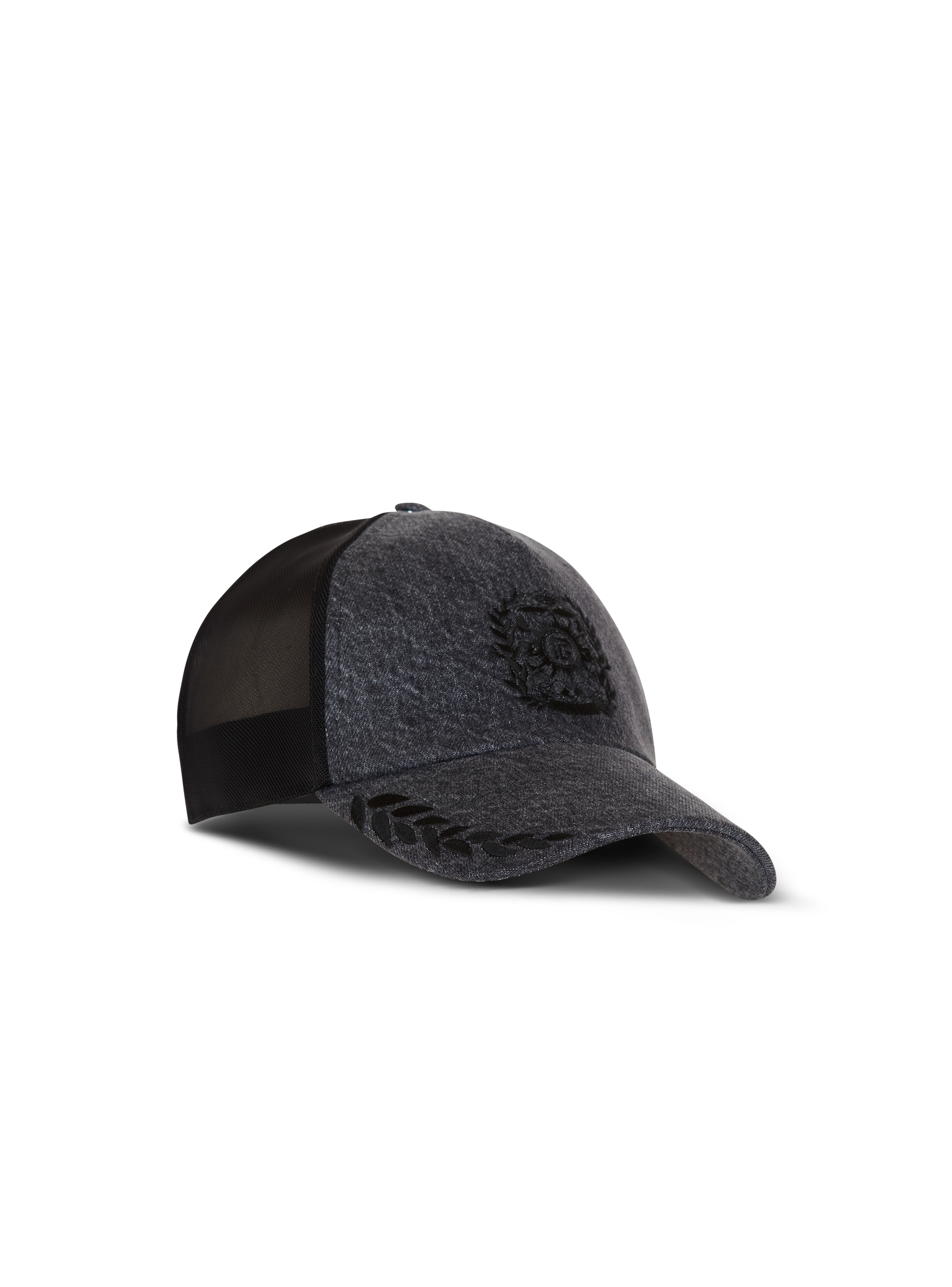 Balmain Écusson embroidered denim cap - 3