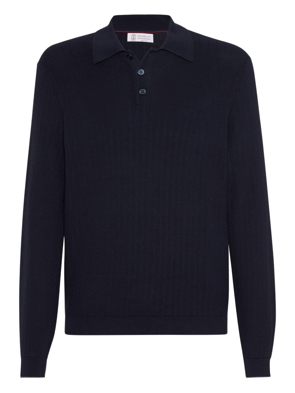 RIBBED LONG-SLEEVE POLO SHIRT - 1
