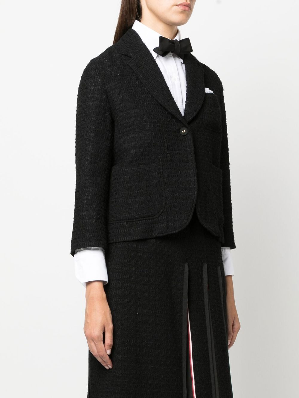 cropped sack sport tweed jacket - 3