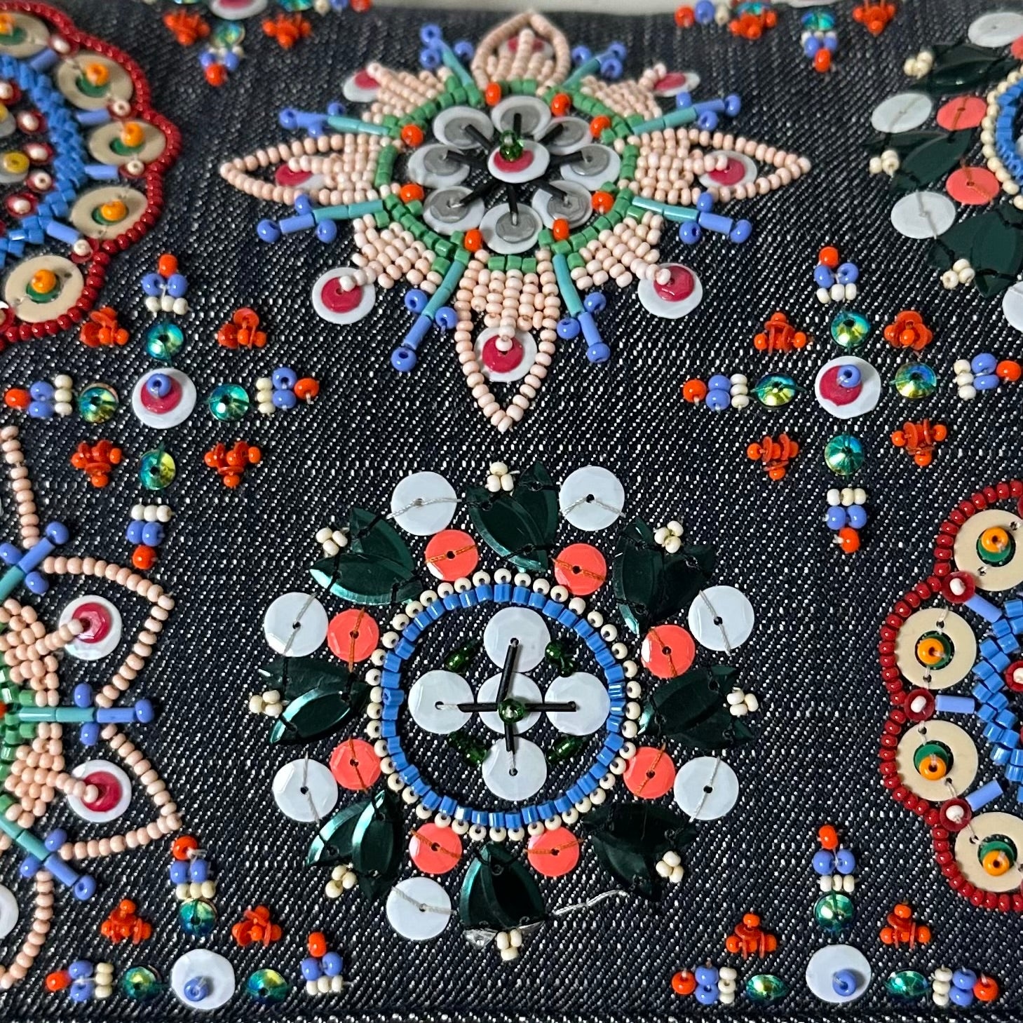 FENDI Denim Beaded Mamma Baguette Bag - 7