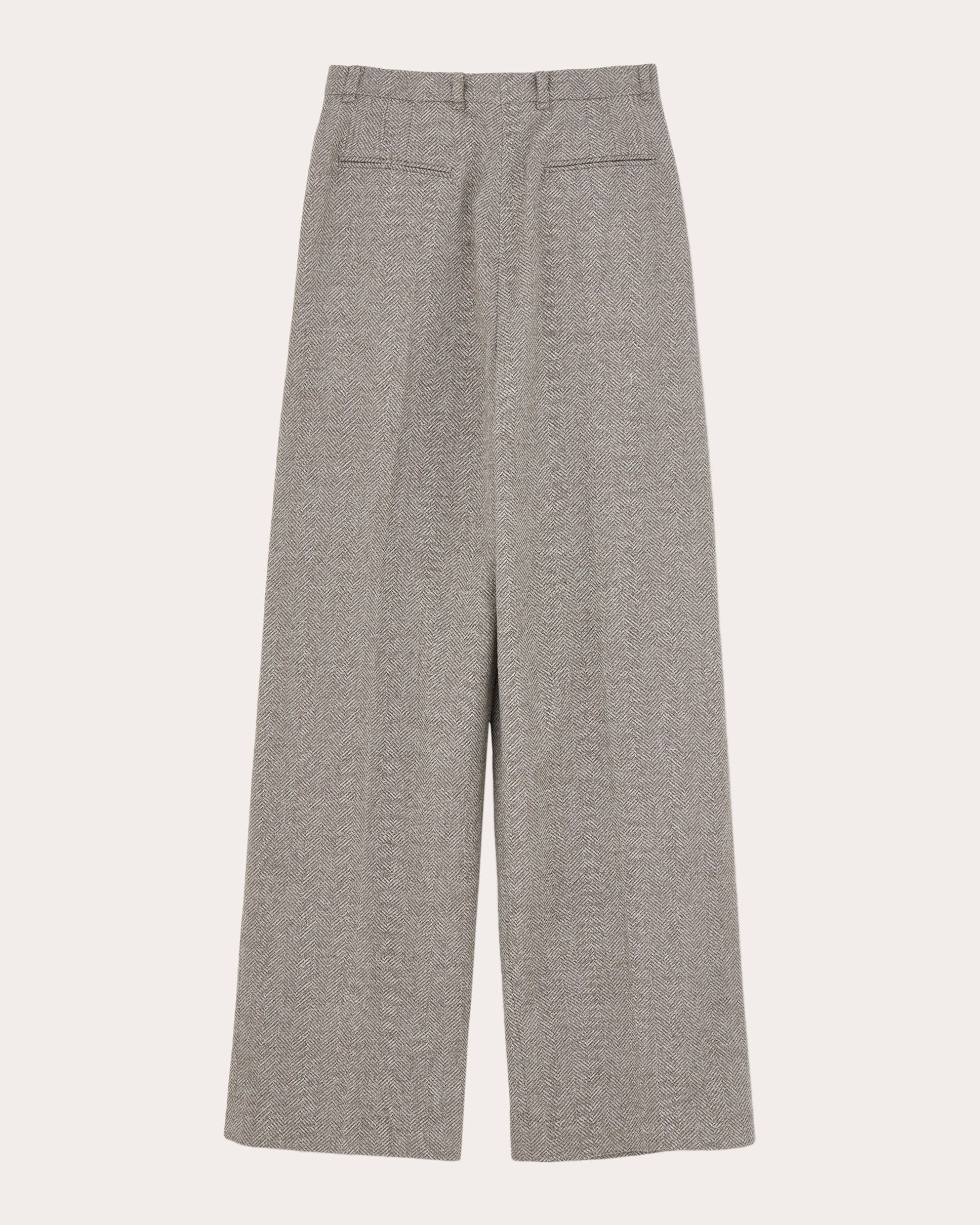Pemma Pleated Herringbone Wool-Blend Pants - 5