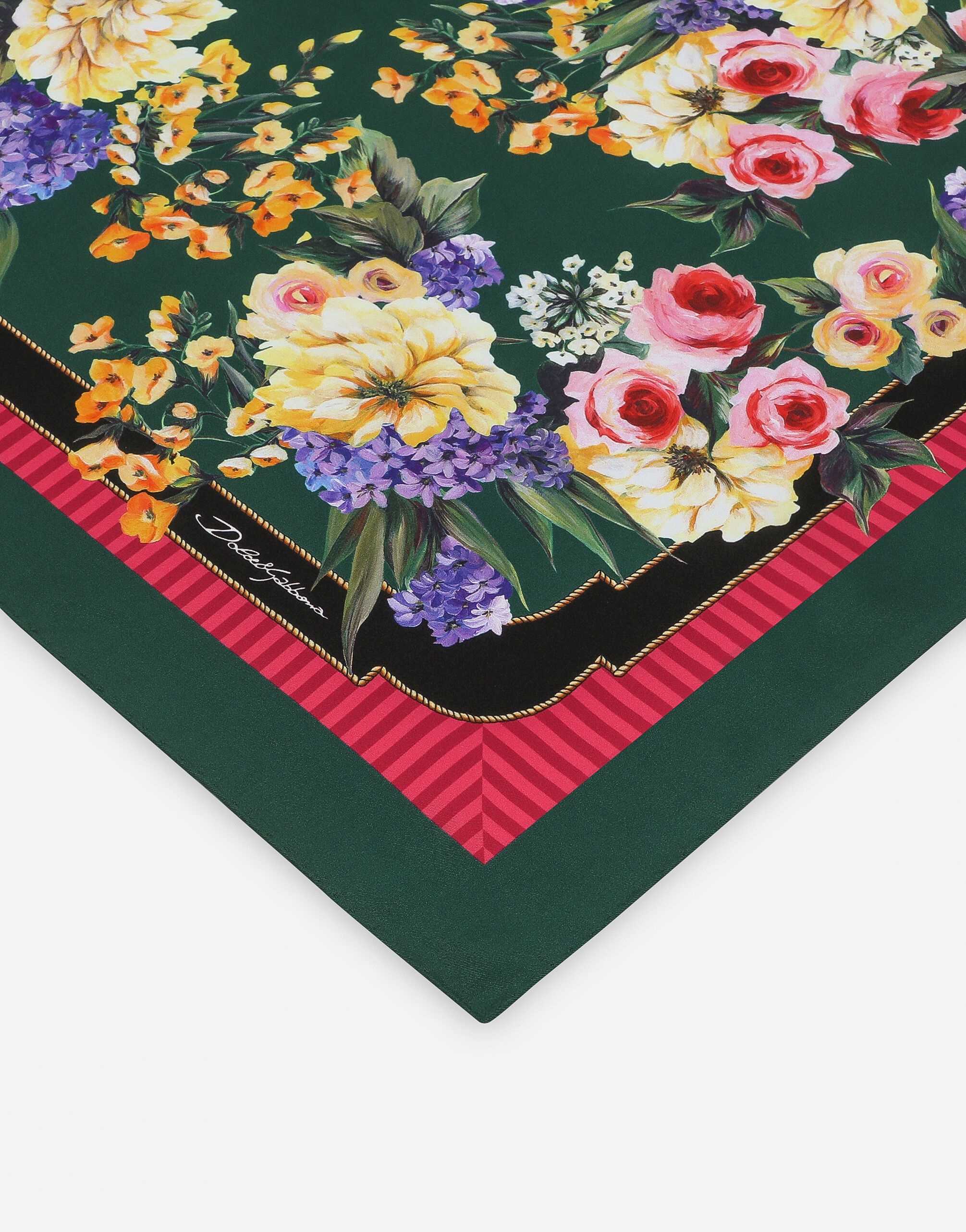 Garden-print twill scarf (70 x 70) 2