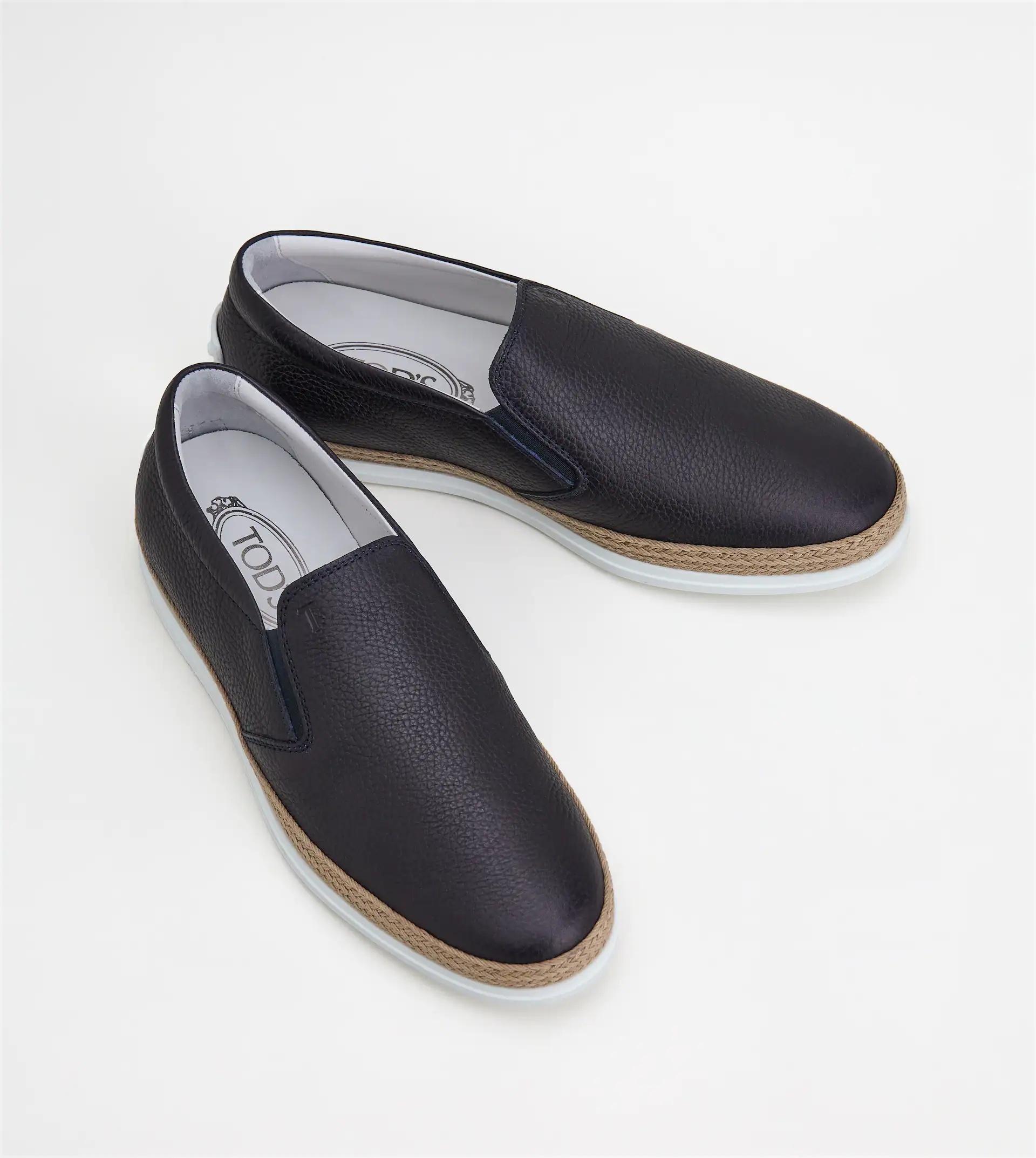 LEATHER SLIP-ONS - BLUE - 2