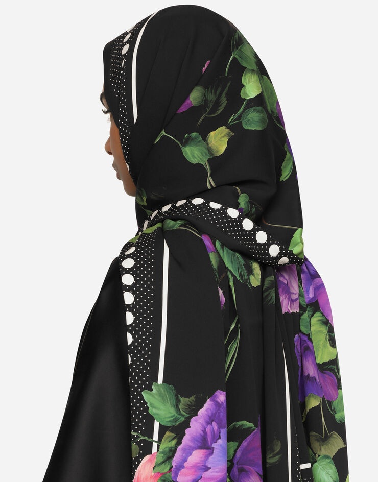 Rose-print charmeuse hijab - 2