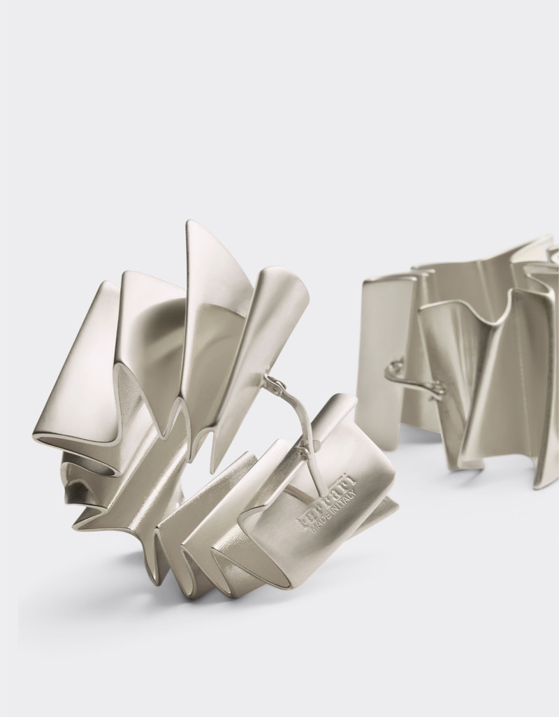 Brass earrings with satin palladium finish 4