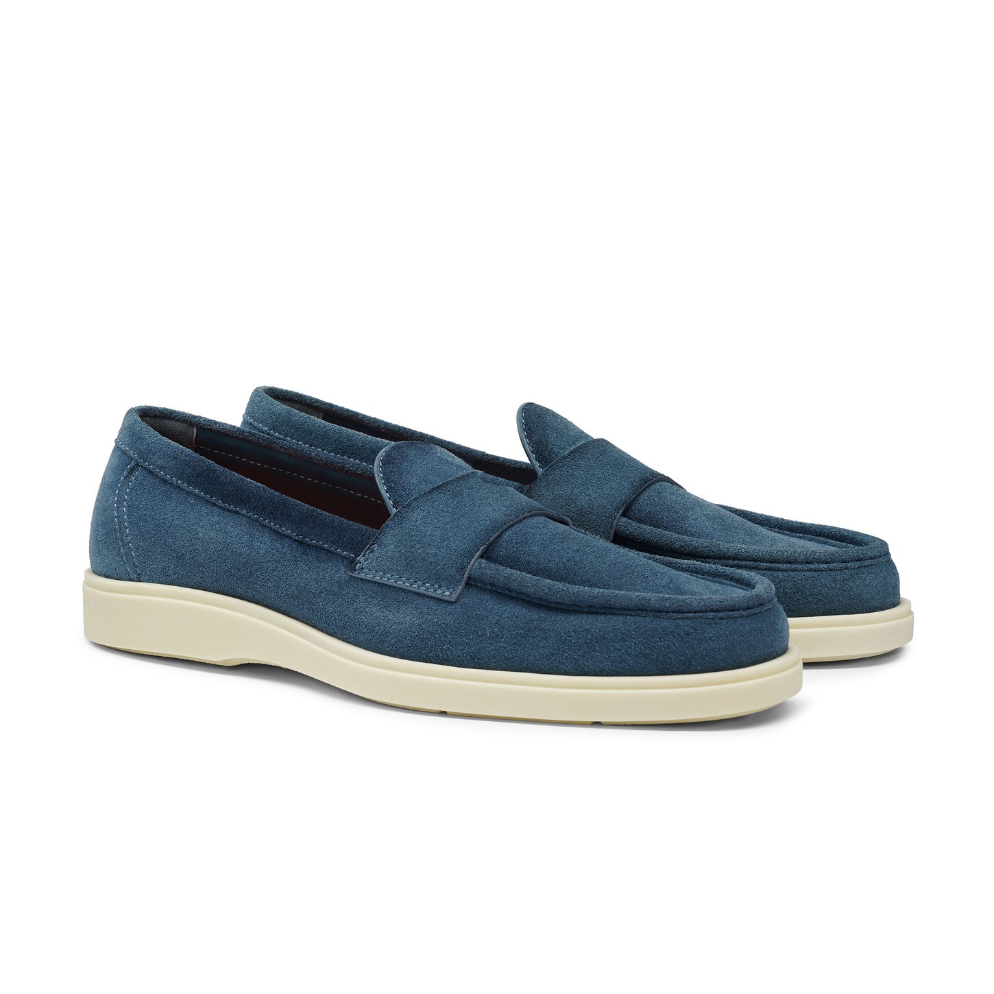 Men's light blue suede penny loafer - 3